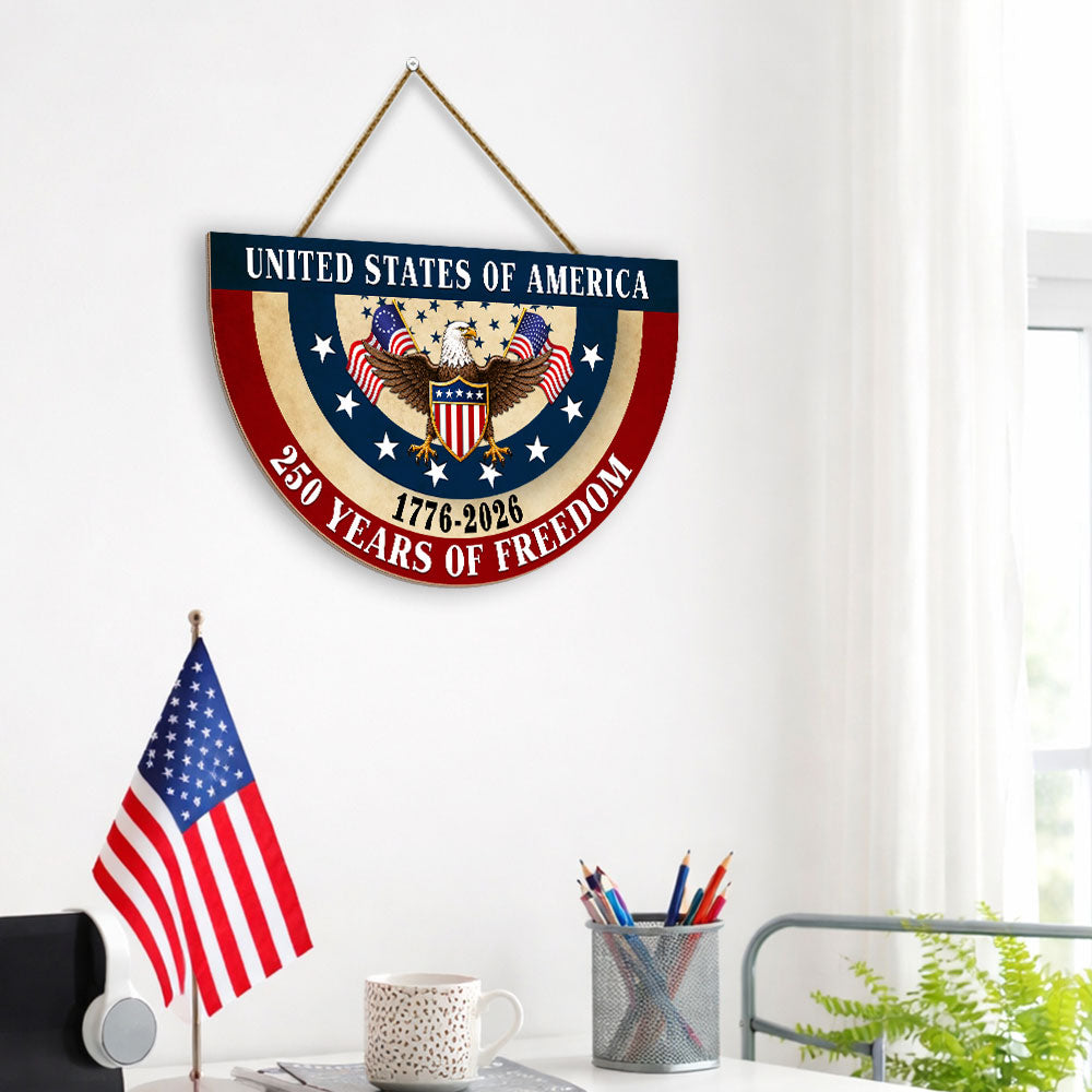 Betsy Ross Patriotic Eagle Wooden Hanging Sign