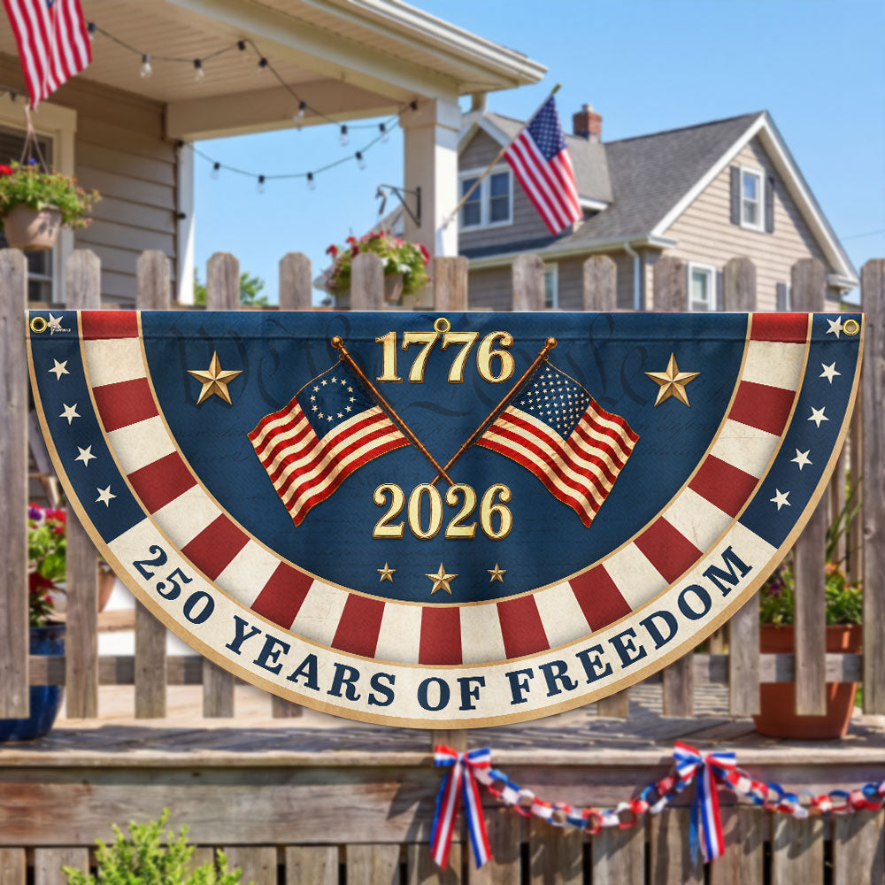 Betsy Ross American Fan Flag - 250 Years of Freedom, Double-Sided Canvas Decor