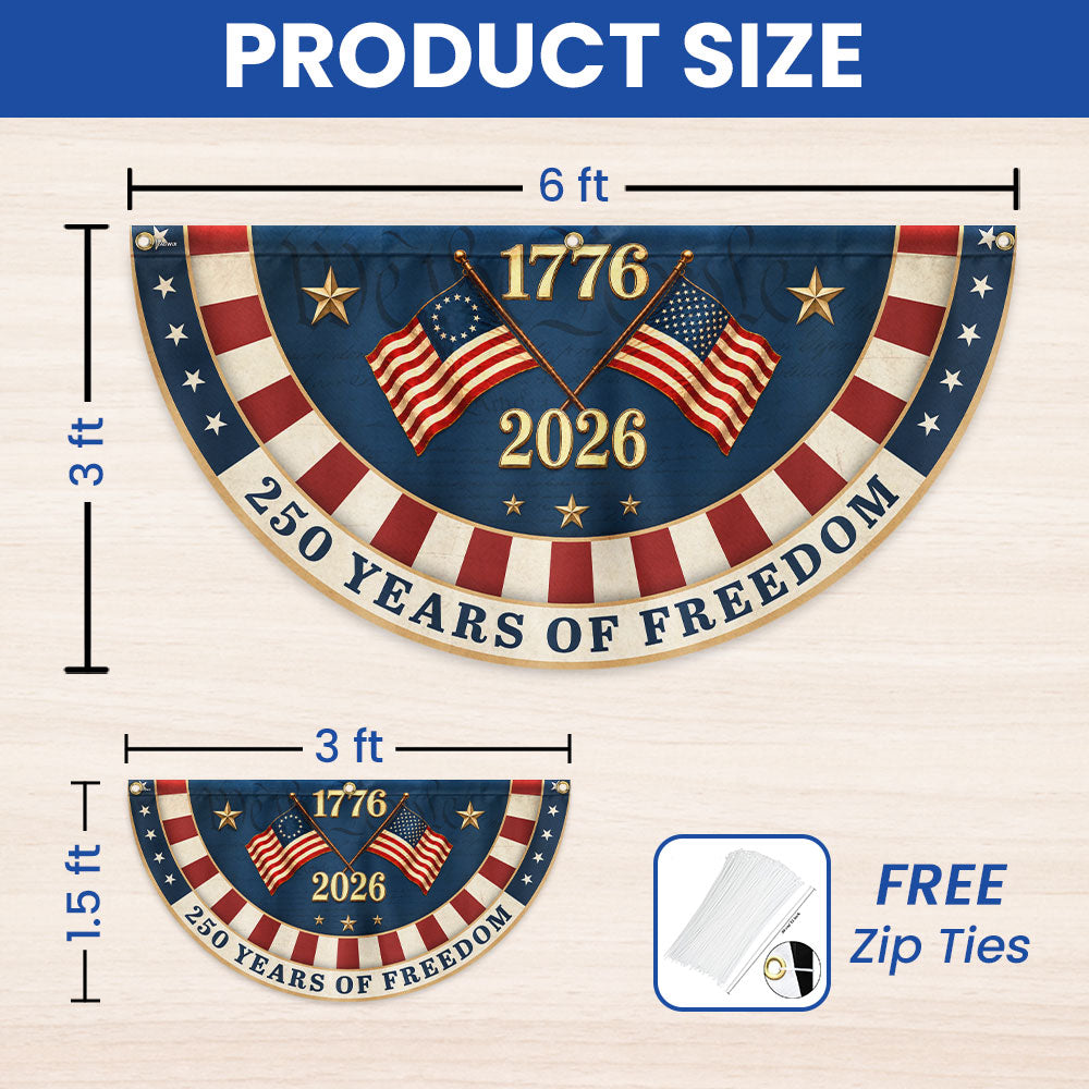 Betsy Ross American Fan Flag - 250 Years of Freedom, Double-Sided Canvas Decor