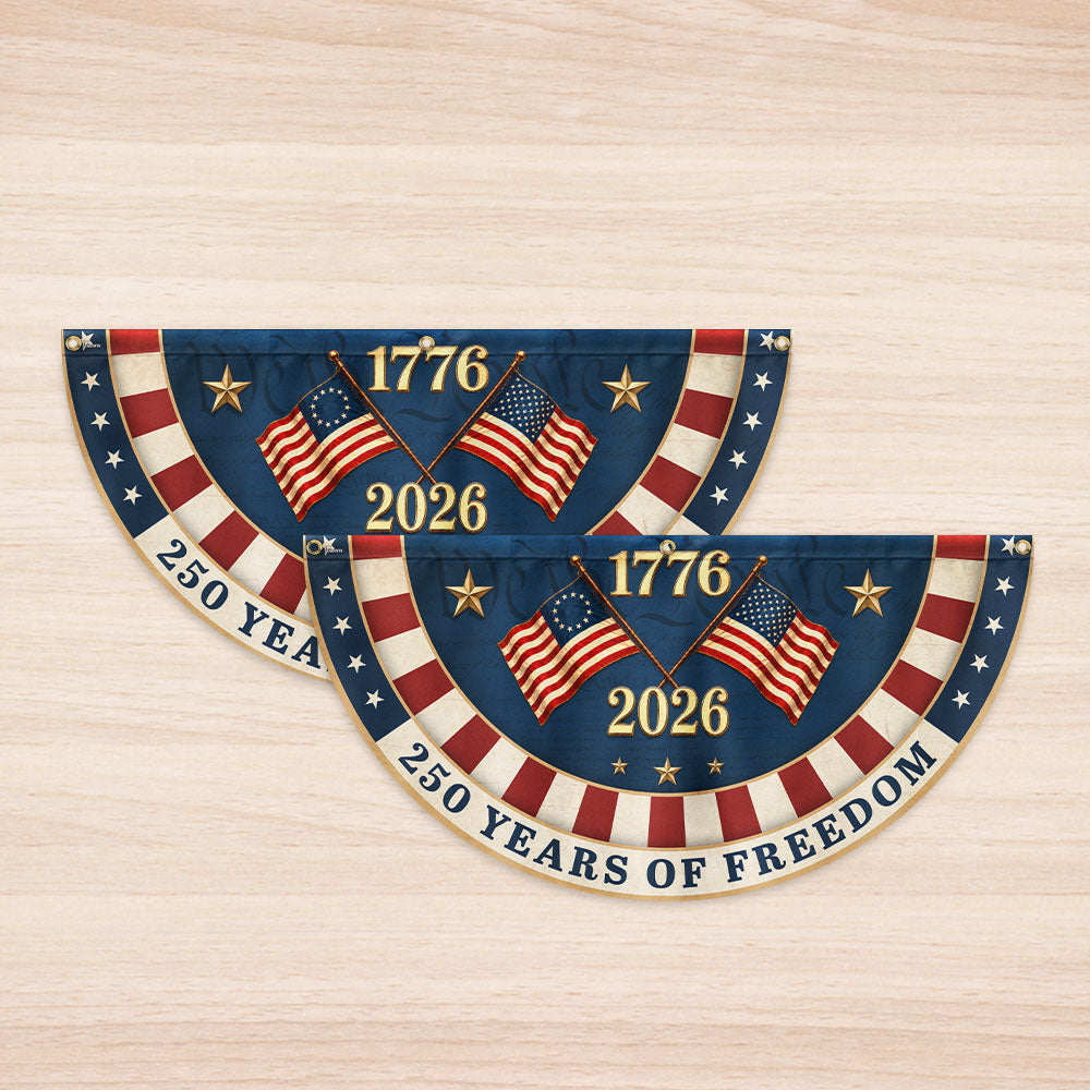 Betsy Ross American Fan Flag - 250 Years of Freedom, Double-Sided Canvas Decor