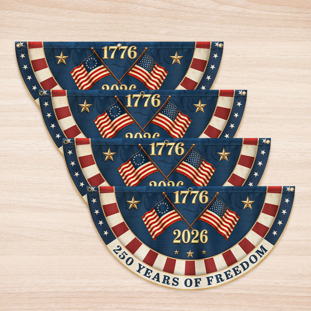 Betsy Ross American Fan Flag - 250 Years of Freedom, Double-Sided Canvas Decor