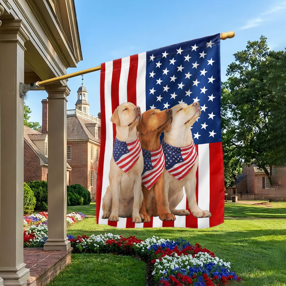 Patriotic Yellow and Red Fox Labrador Retriever Flag