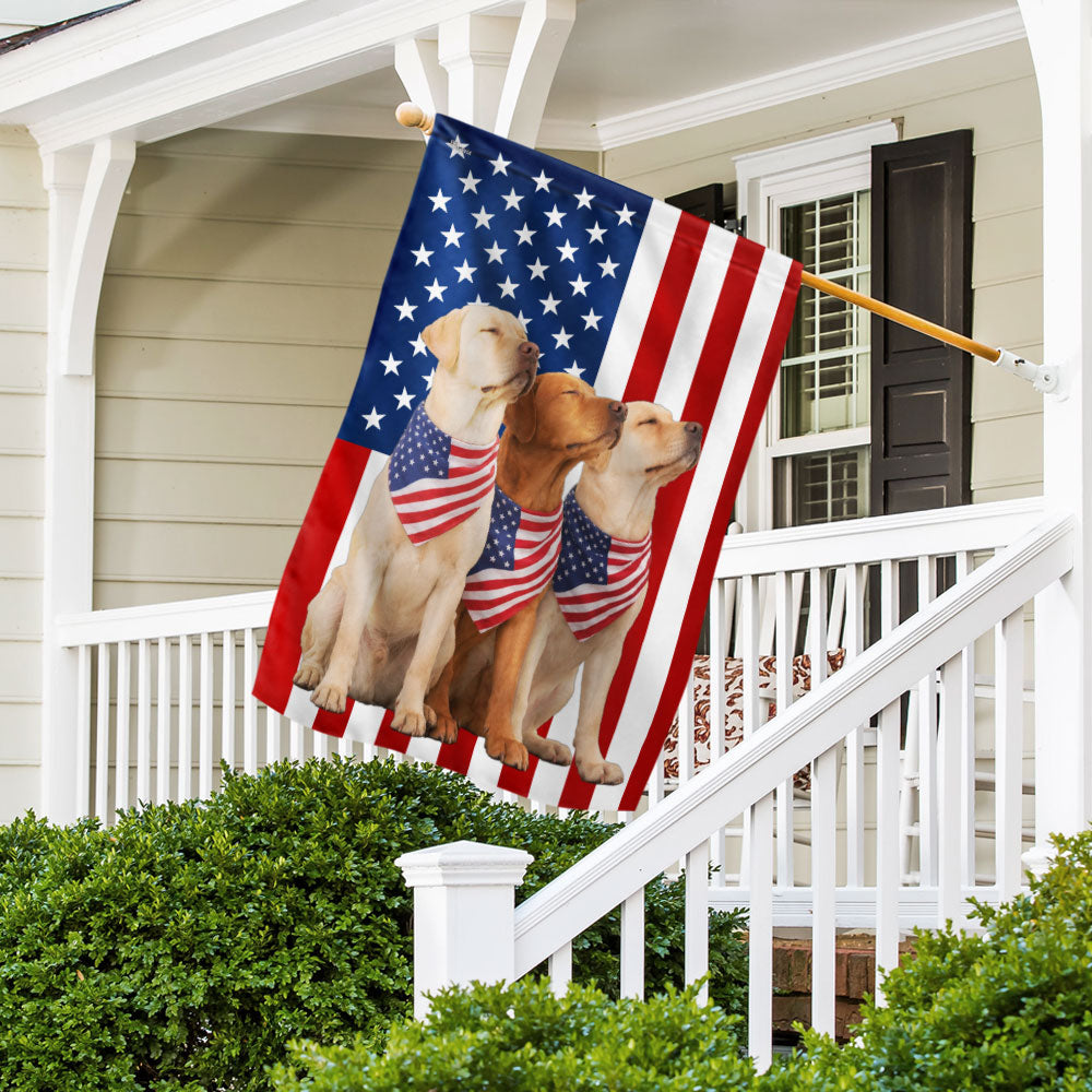 Patriotic Yellow and Red Fox Labrador Retriever Flag