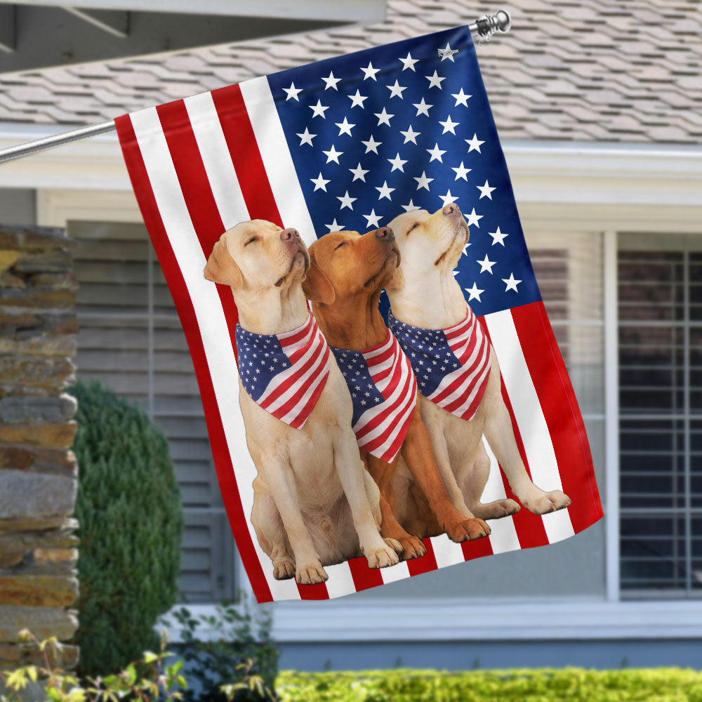 Patriotic Yellow and Red Fox Labrador Retriever Flag