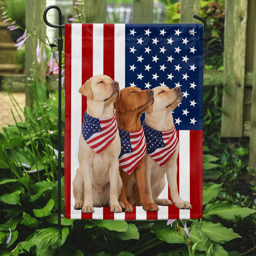 Patriotic Yellow and Red Fox Labrador Retriever Flag