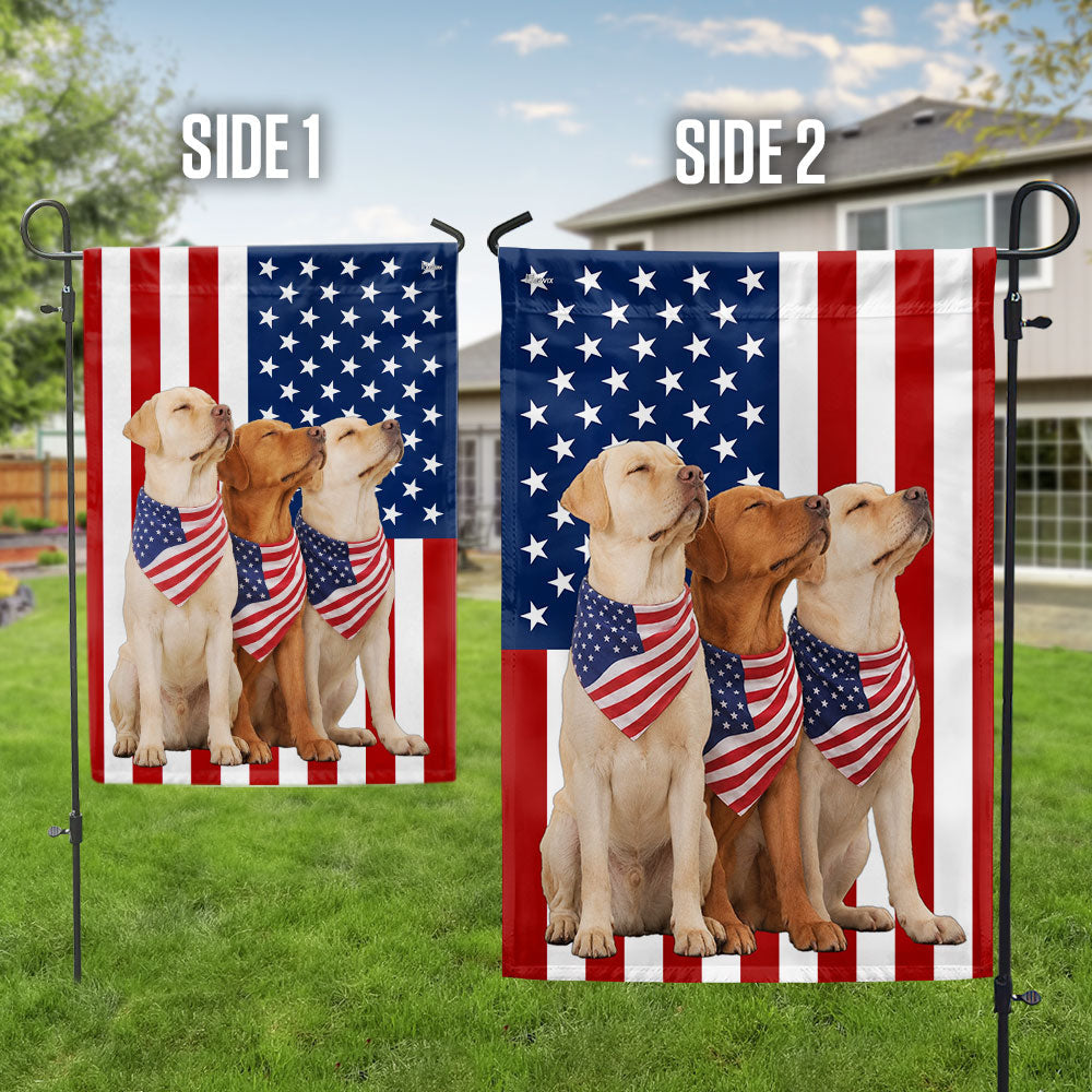 Patriotic Yellow and Red Fox Labrador Retriever Flag