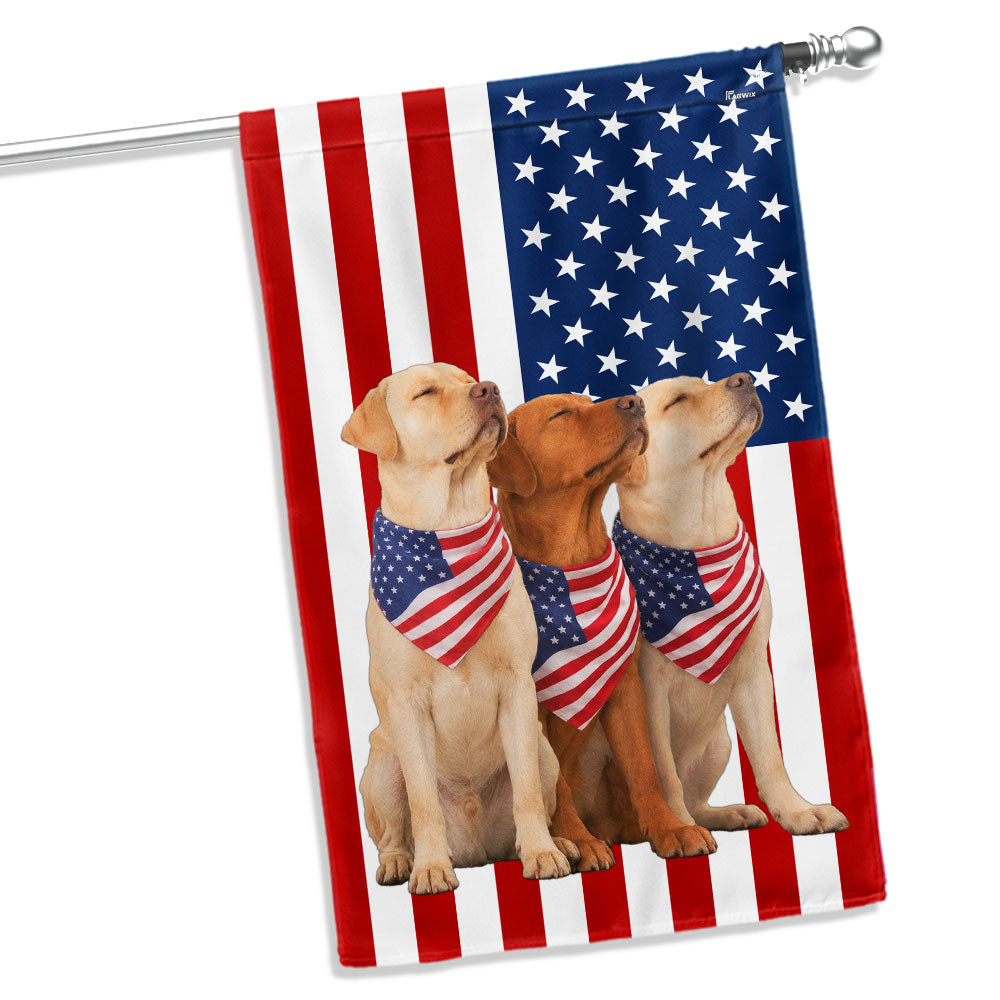 Patriotic Yellow and Red Fox Labrador Retriever Flag
