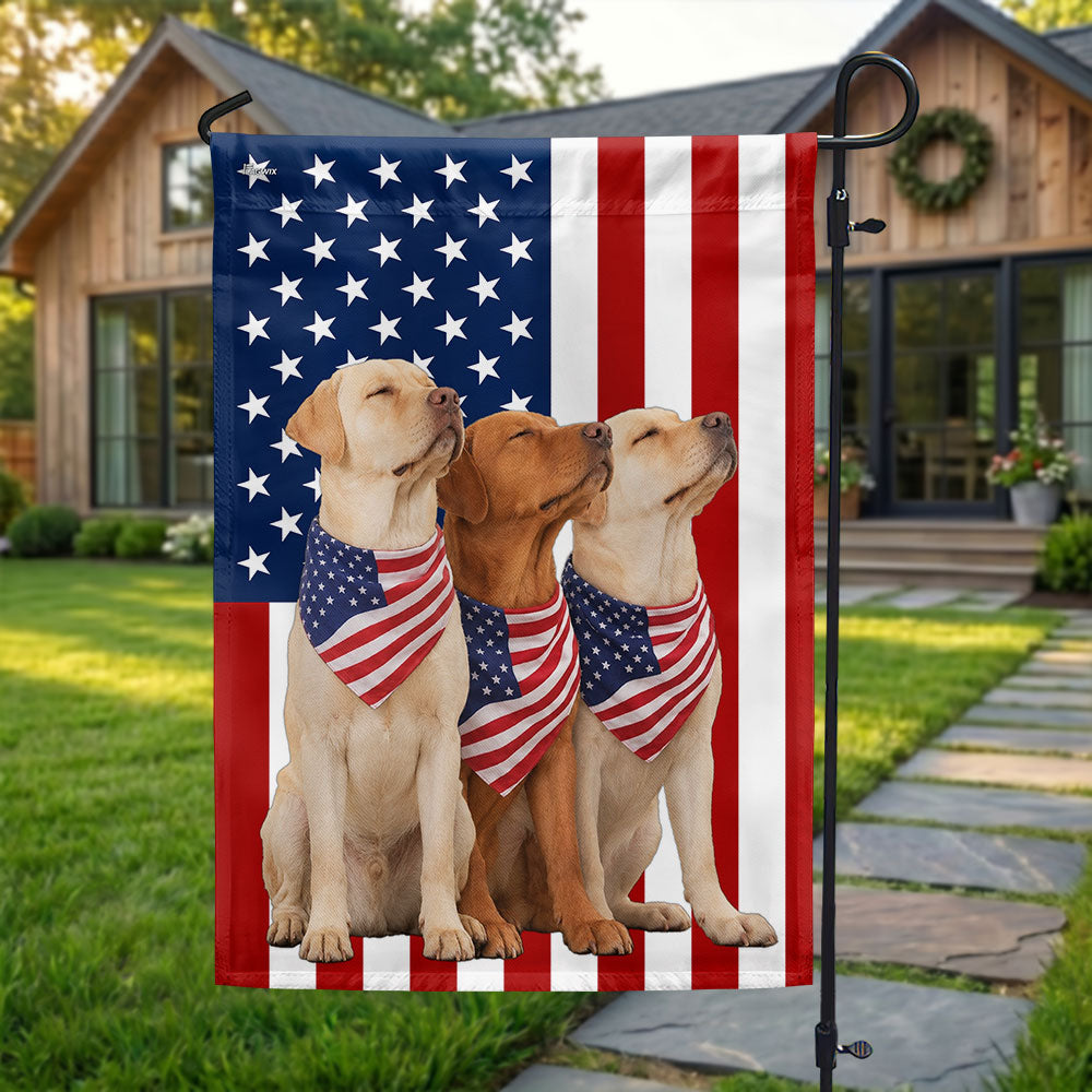 Patriotic Yellow and Red Fox Labrador Retriever Flag