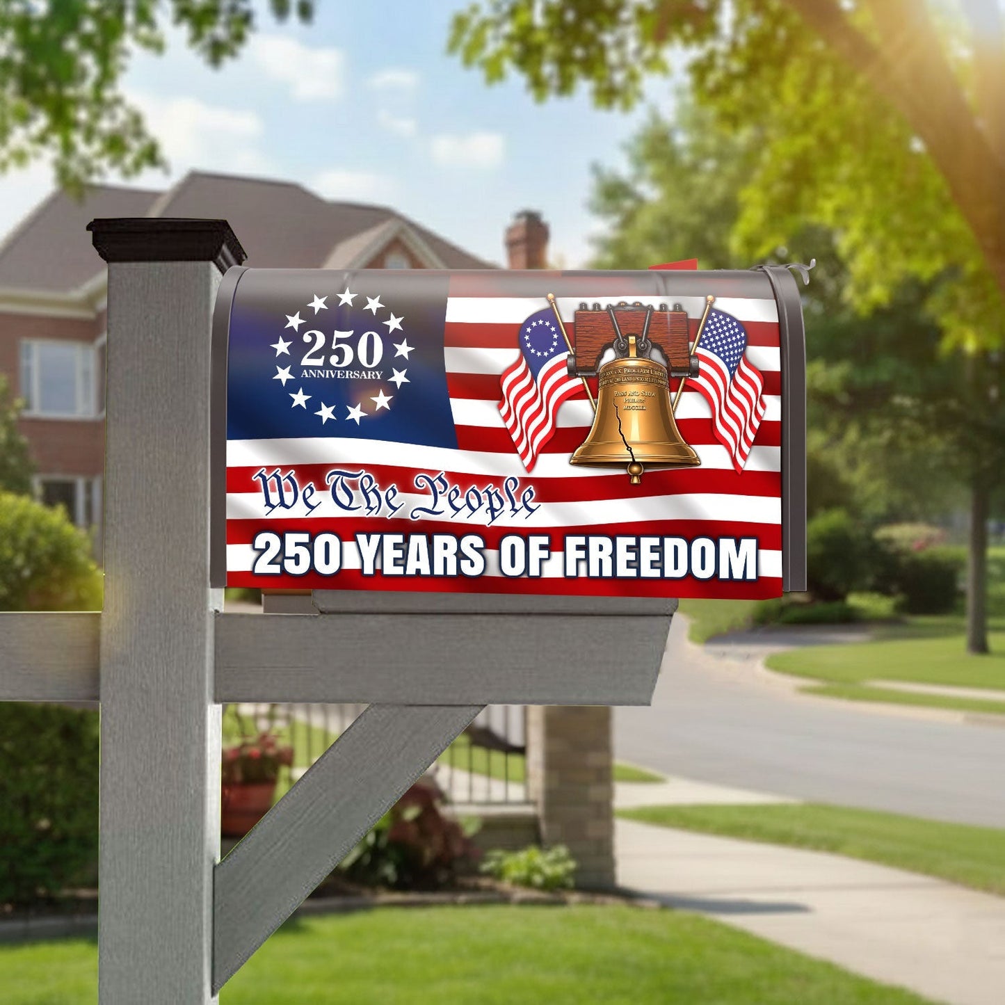 Patriotic Liberty Bell Betsy Ross Flag Mailbox Cover
