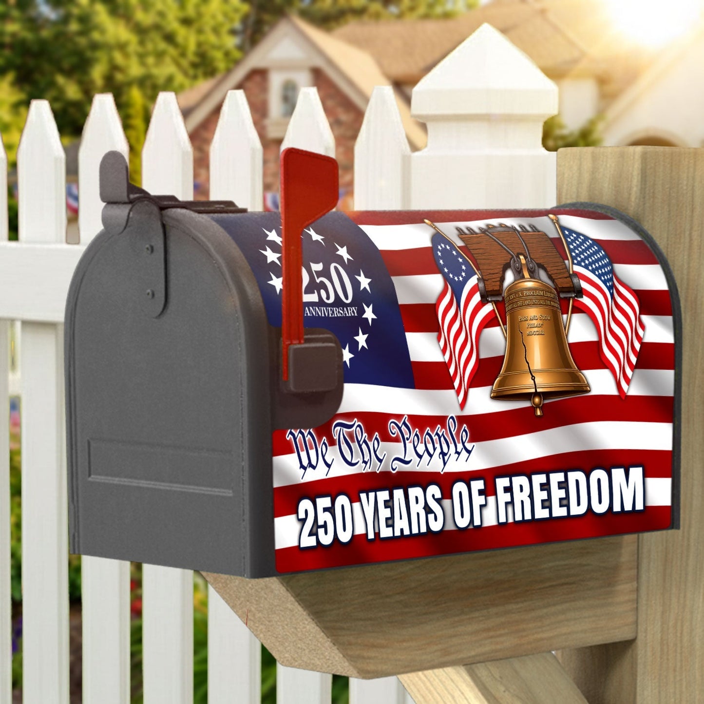 Patriotic Liberty Bell Betsy Ross Flag Mailbox Cover