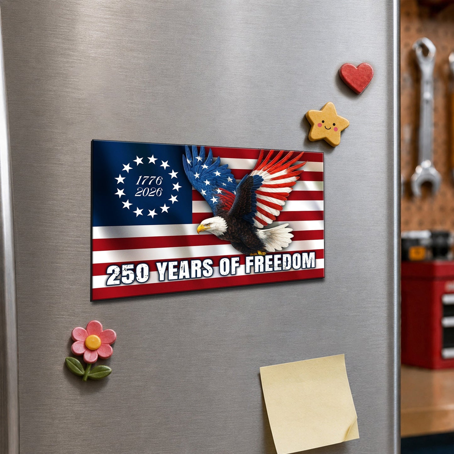 Betsy Ross Flag Eagle Car Magnet 250 Years of Freedom
