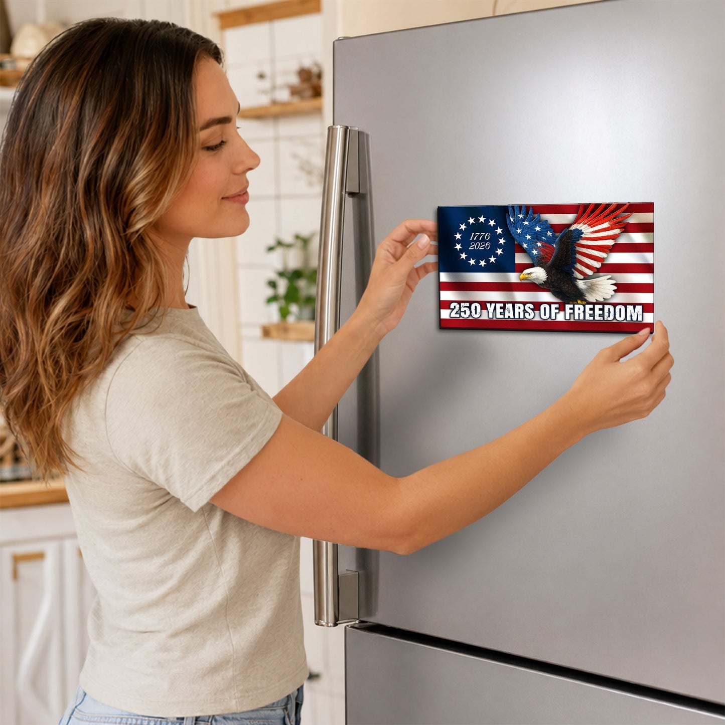 Betsy Ross Flag Eagle Car Magnet 250 Years of Freedom