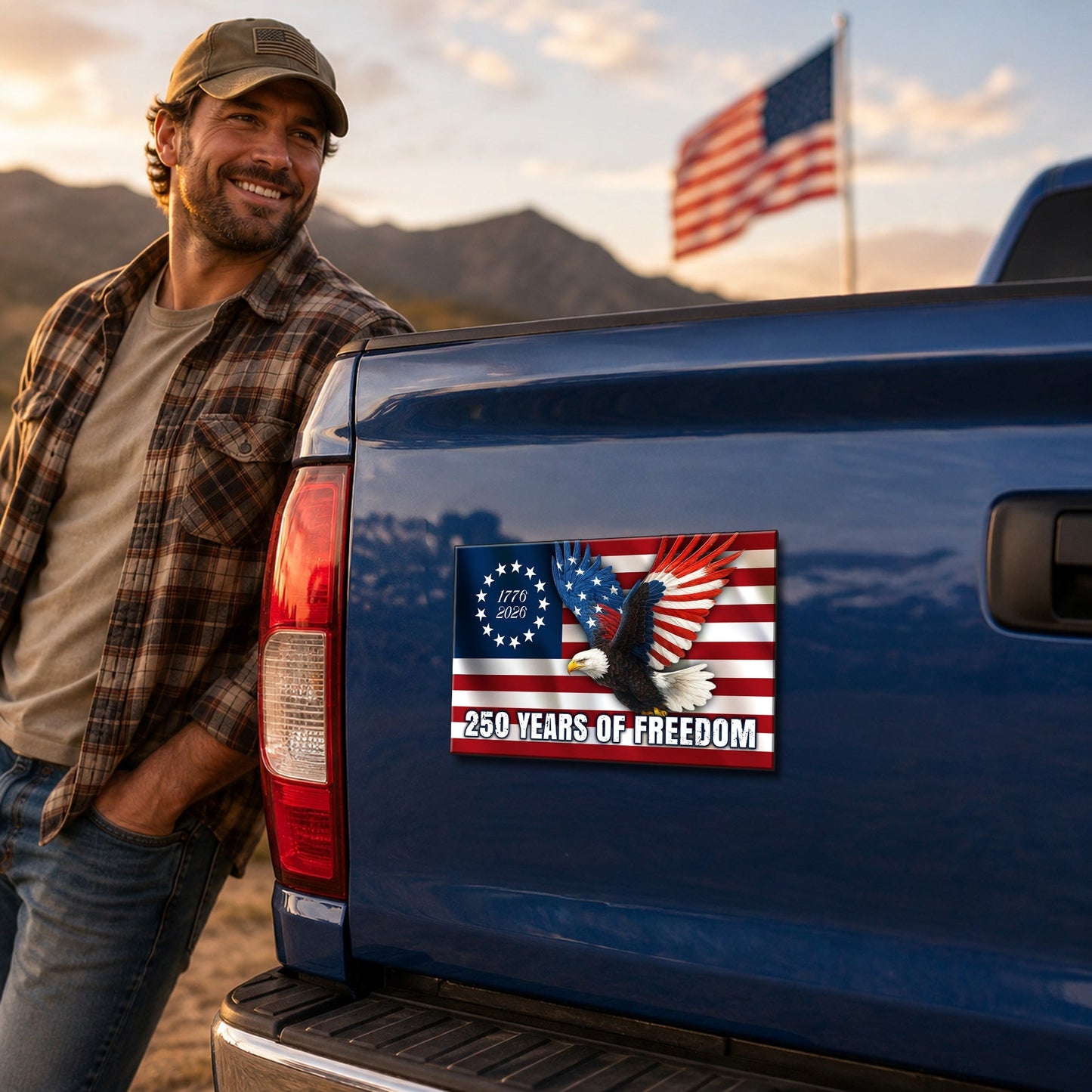 Betsy Ross Flag Eagle Car Magnet 250 Years of Freedom