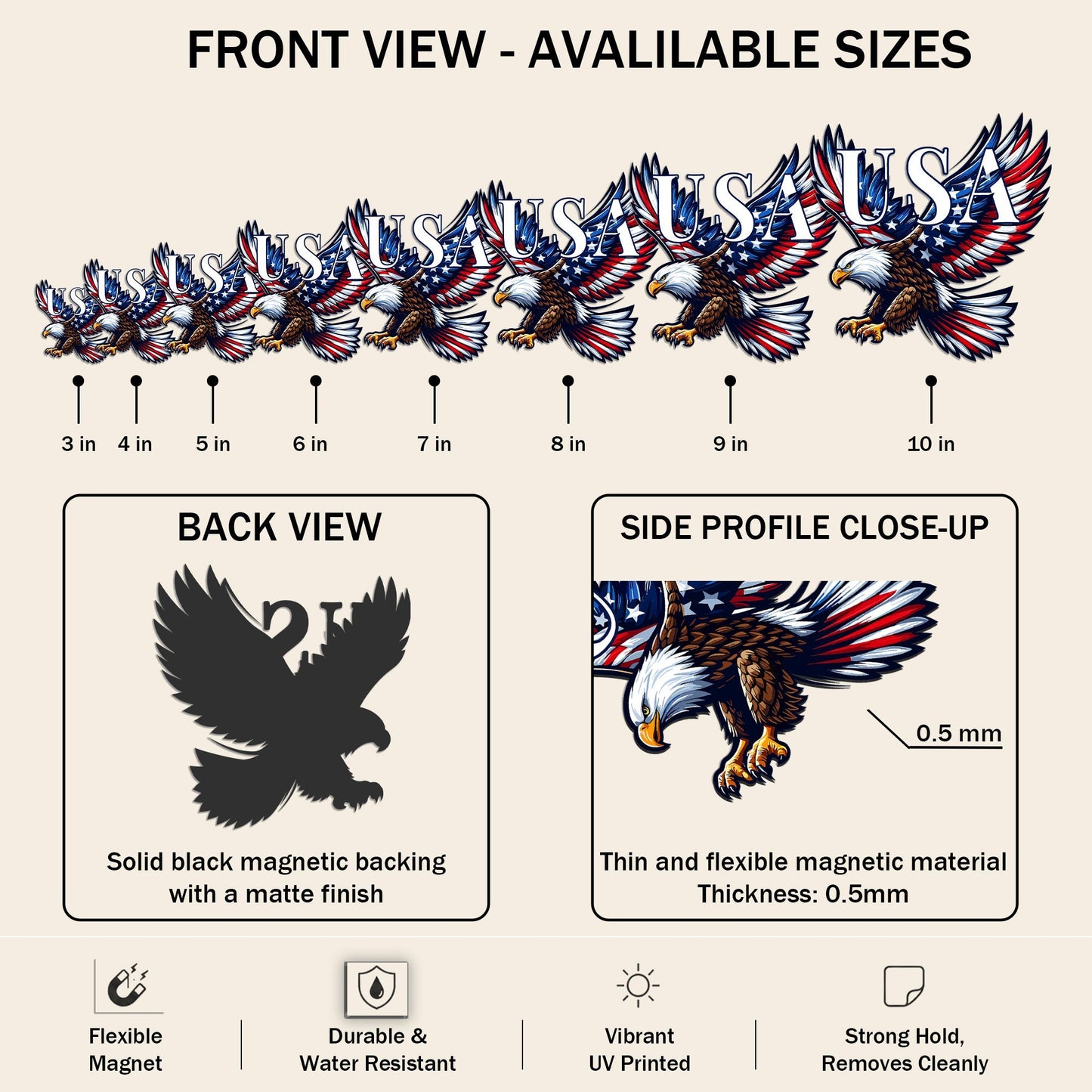 USA 250th Anniversary Bald Eagle Car Magnet
