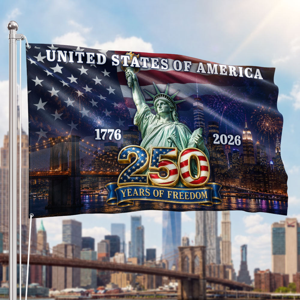 250th Anniversary Patriotic Liberty Grommet Flag - Double-Sided Canvas, 3 Sizes
