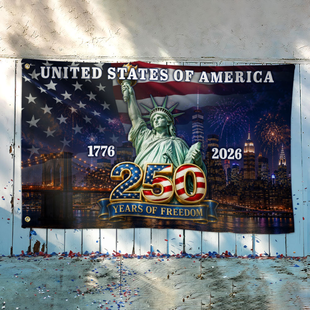 250th Anniversary Patriotic Liberty Grommet Flag - Double-Sided Canvas, 3 Sizes