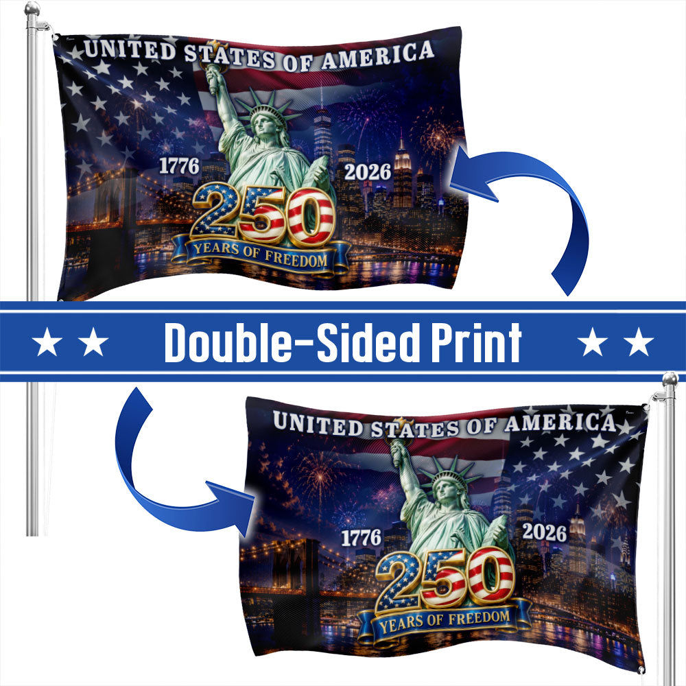 250th Anniversary Patriotic Liberty Grommet Flag - Double-Sided Canvas, 3 Sizes