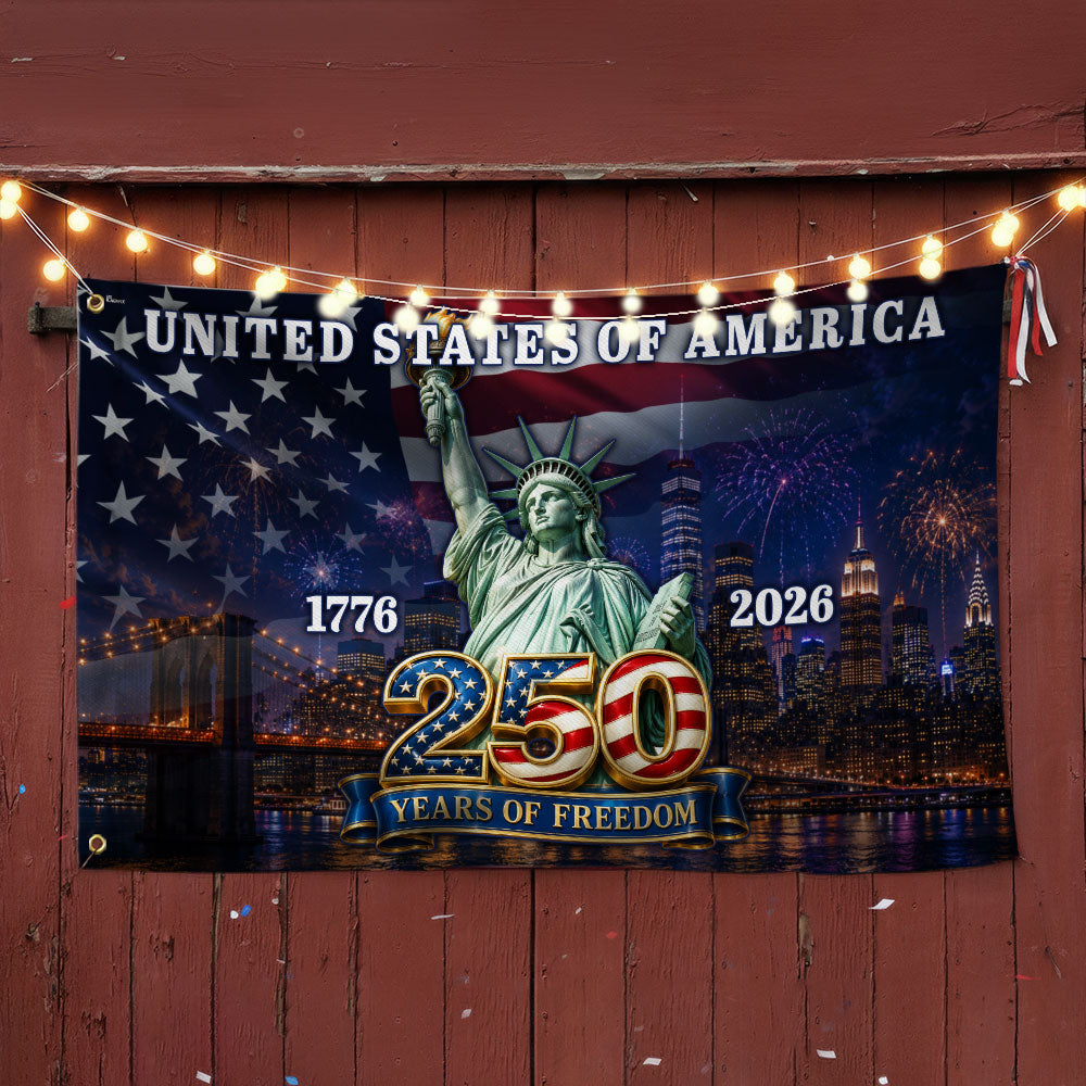250th Anniversary Patriotic Liberty Grommet Flag - Double-Sided Canvas, 3 Sizes