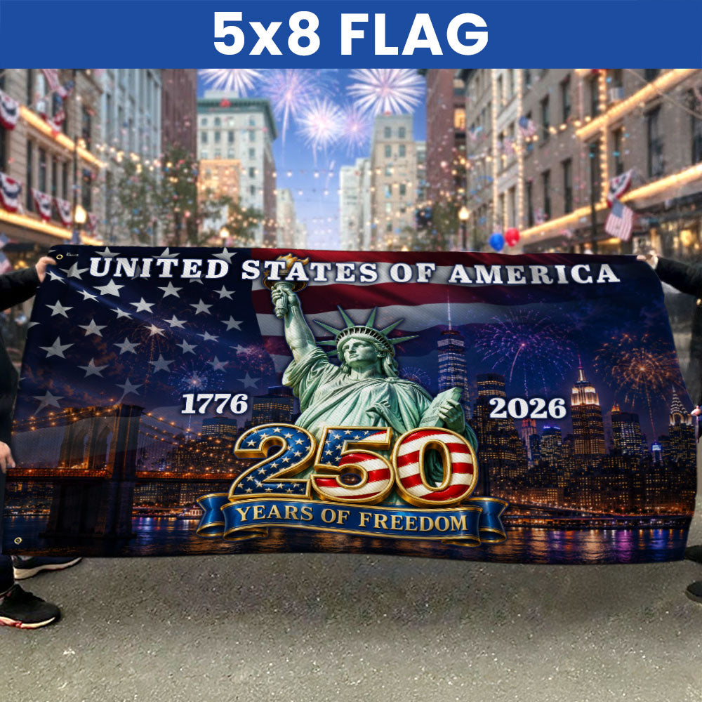 250th Anniversary Patriotic Liberty Grommet Flag - Double-Sided Canvas, 3 Sizes