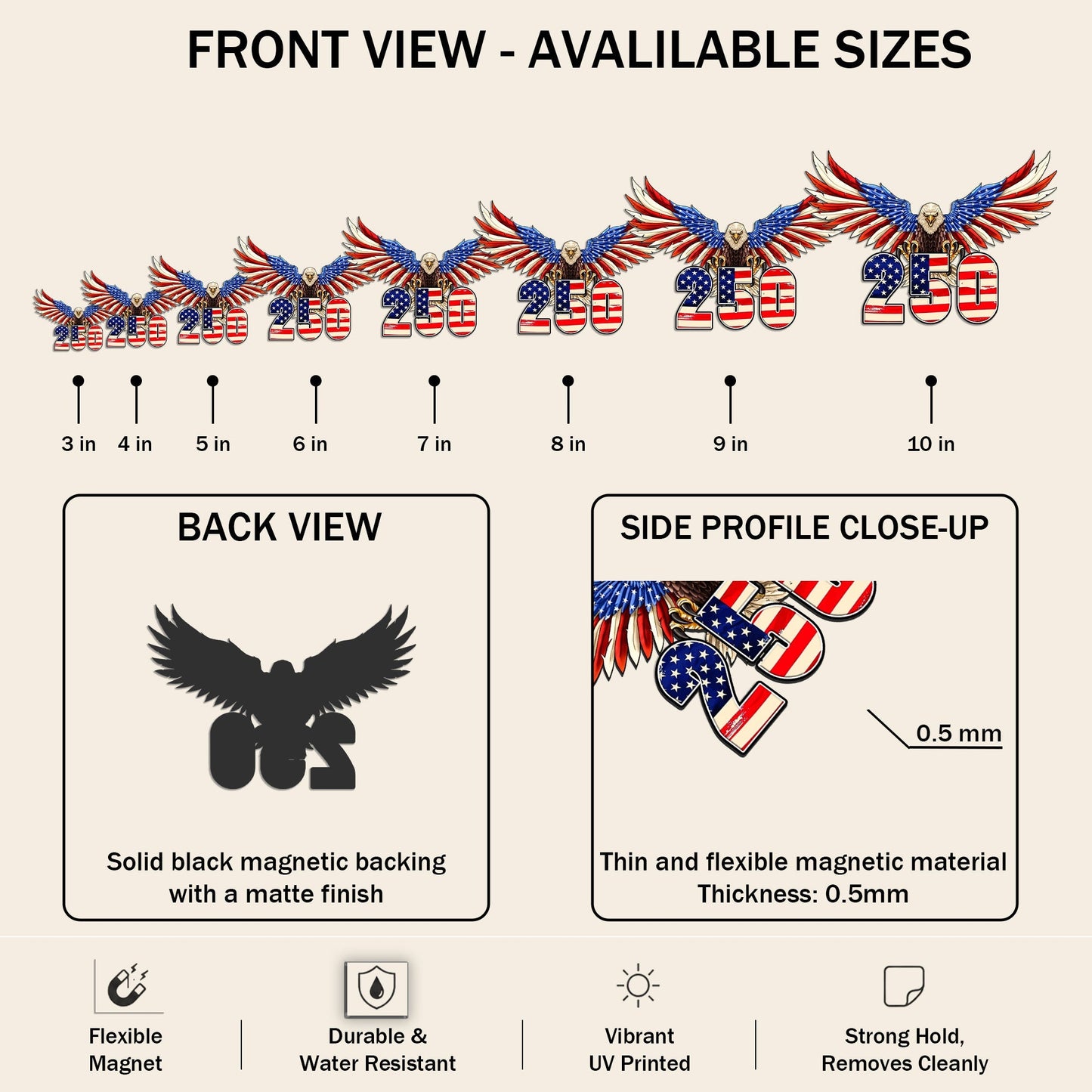 250th Anniversary Patriotic Eagle Car Magnet