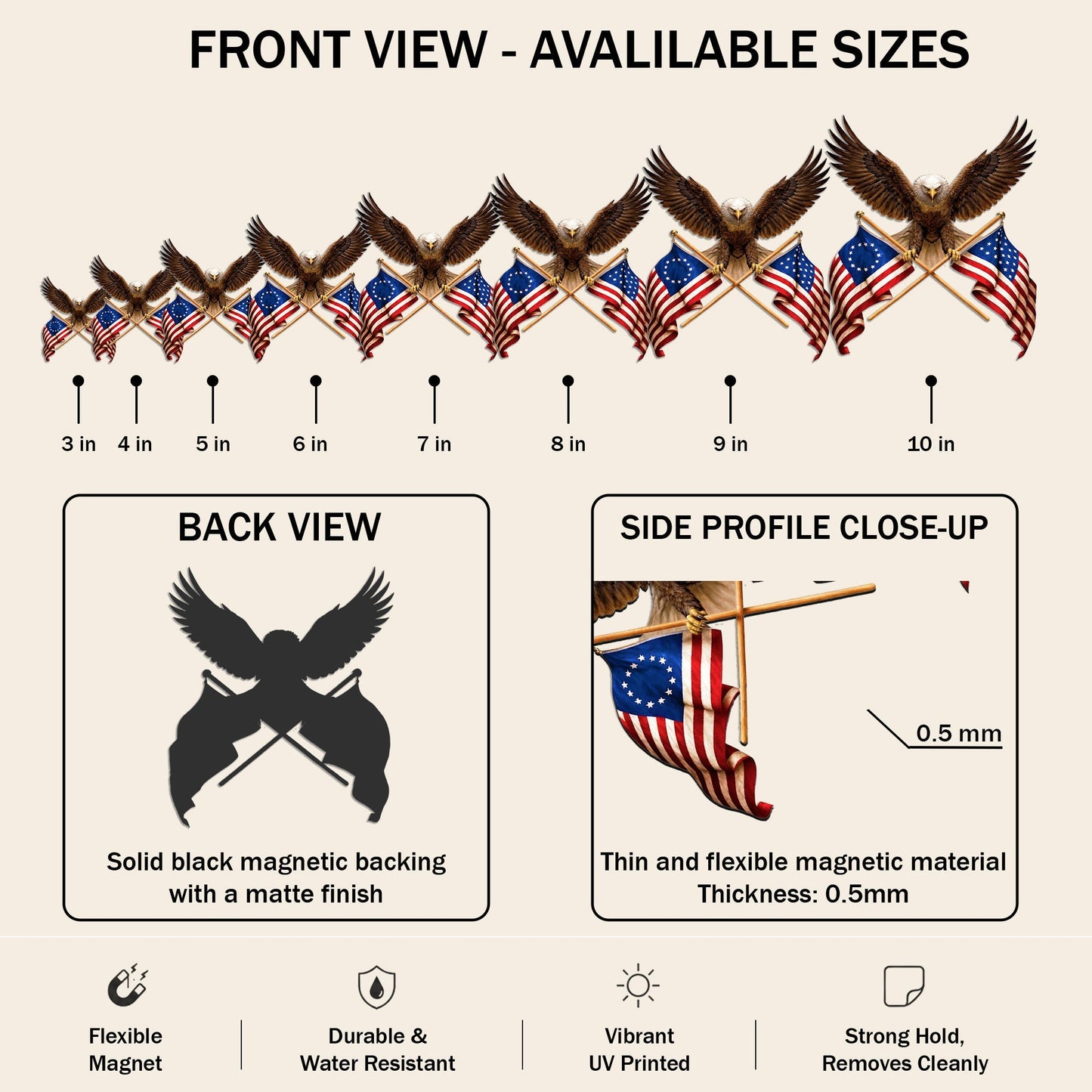 Bald Eagle Betsy Ross USA Flag Vehicle Magnet