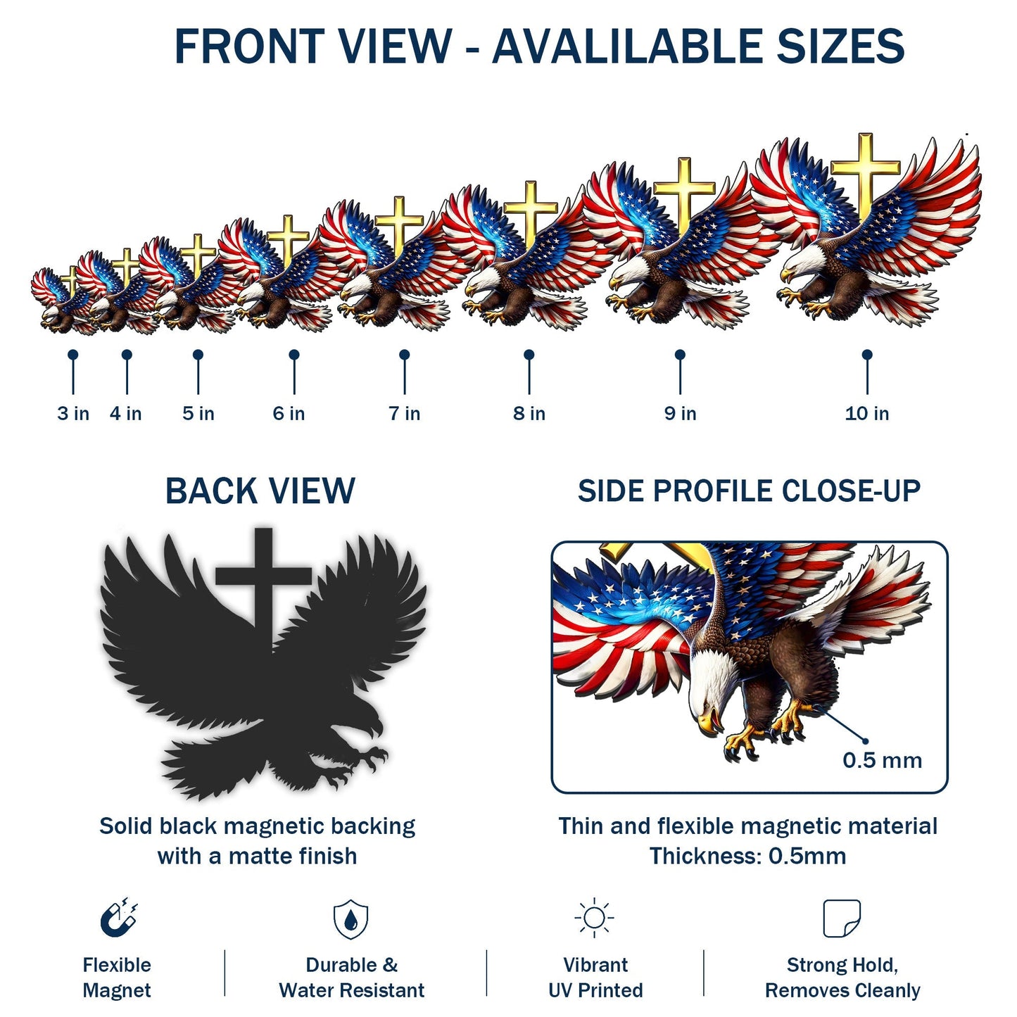 Patriotic Eagle Cross Car Magnet - Custom Christian Vehicle Decor
