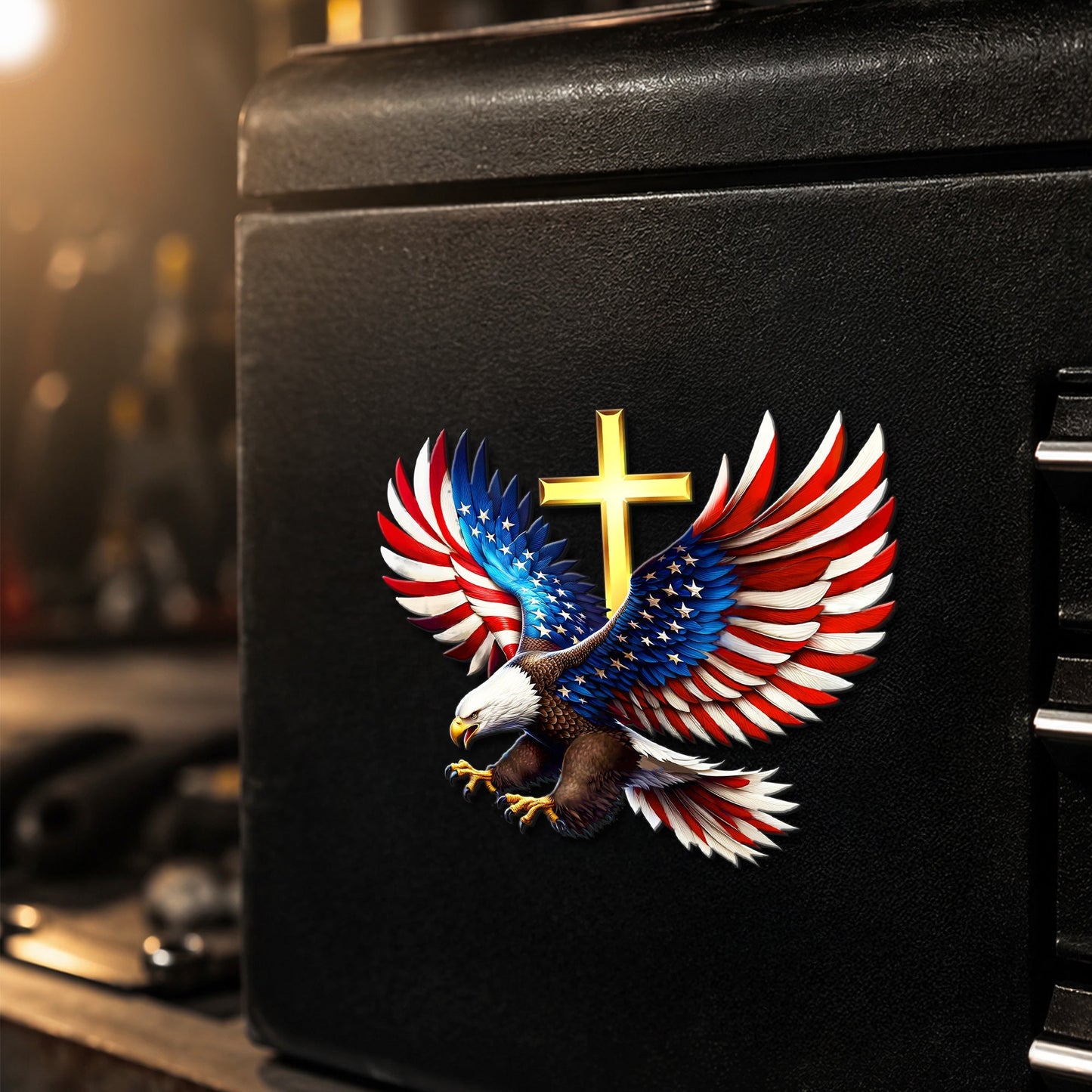 Patriotic Eagle Cross Car Magnet - Custom Christian Vehicle Decor