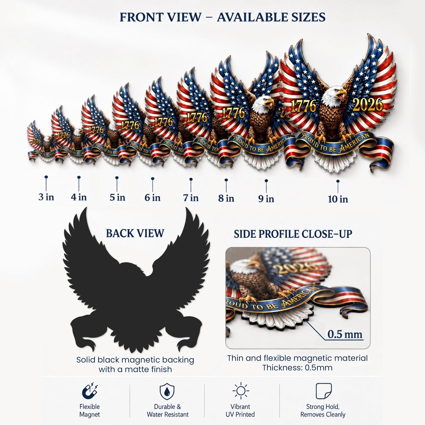 Patriotic Eagle Car Magnet - 250th Anniversary Custom Vinyl Magnet
