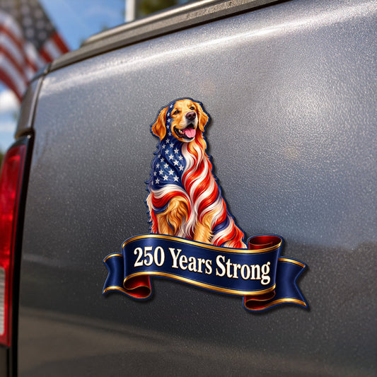 Patriotic Golden Retriever Car Magnet - Custom Vinyl Dog Lover Gift