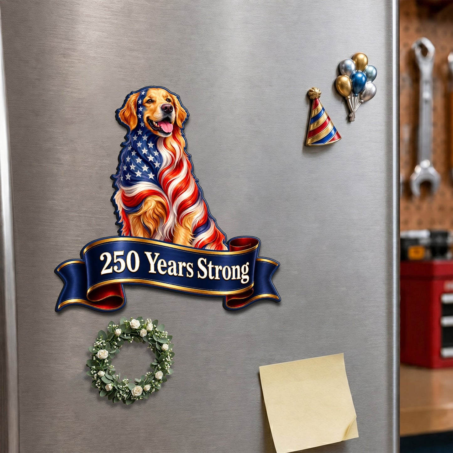 Patriotic Golden Retriever Car Magnet - Custom Vinyl Dog Lover Gift