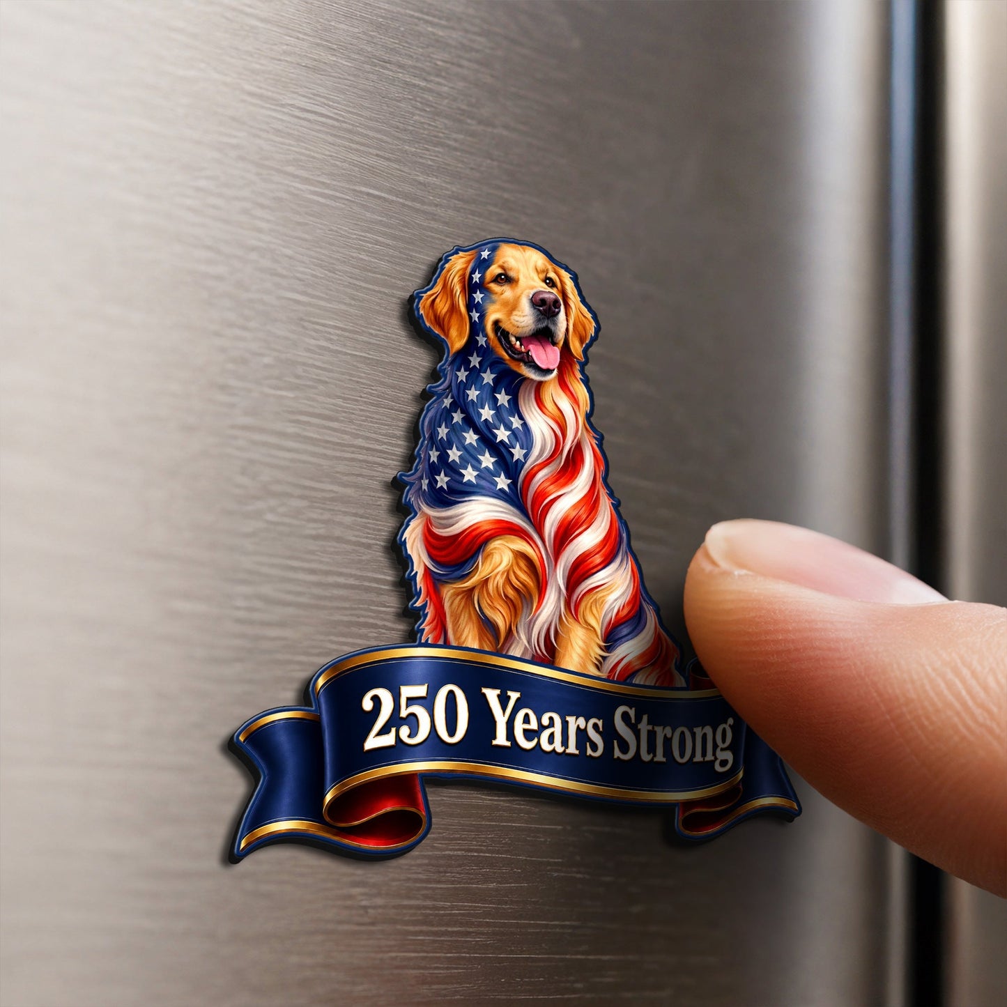 Patriotic Golden Retriever Car Magnet - Custom Vinyl Dog Lover Gift