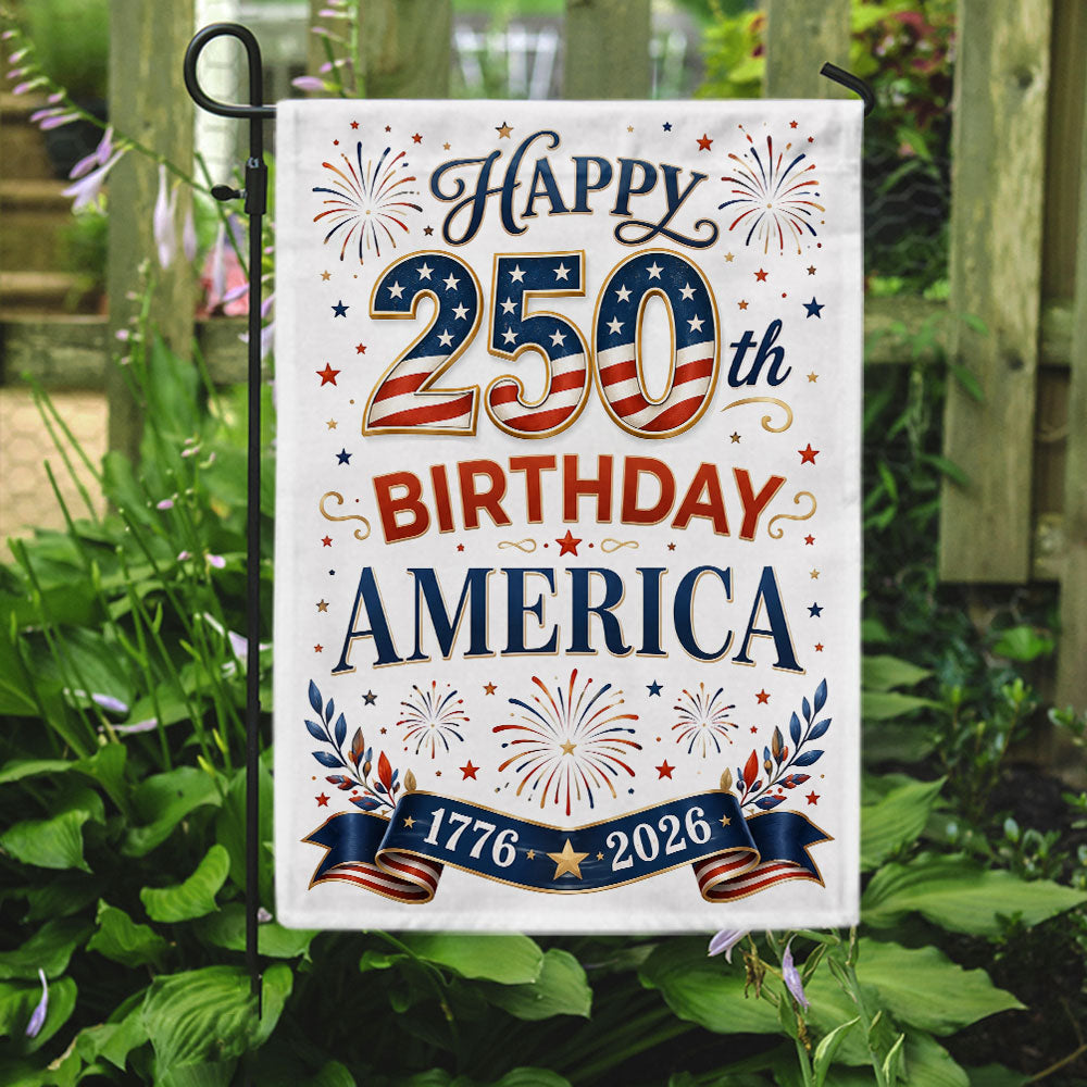 Happy Birthday 250th Anniversary US Flag - Double-Sided Canvas Patriotic Decor