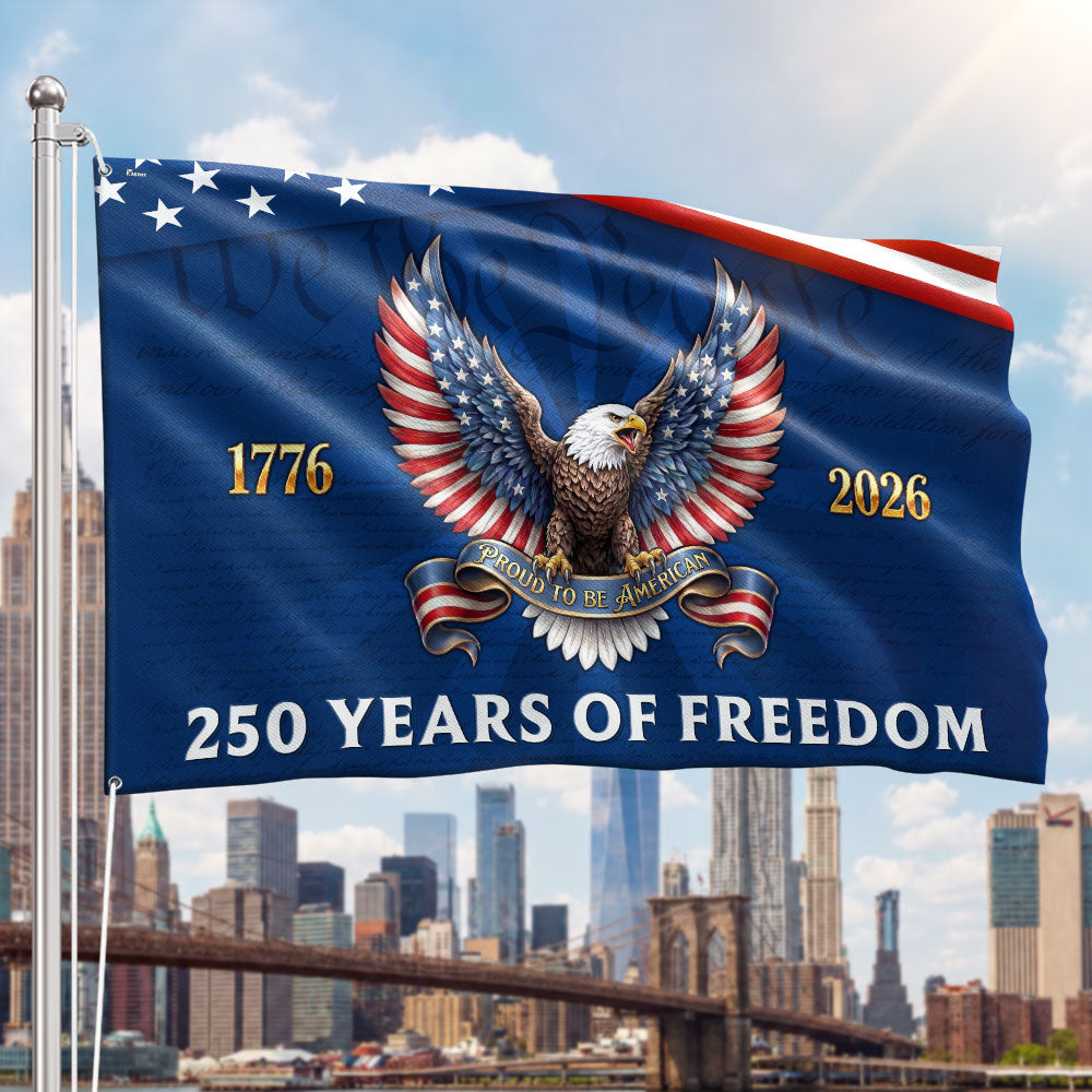 Patriotic Eagle Grommet Flag - 250 Years of Freedom, Canvas, Double-Sided