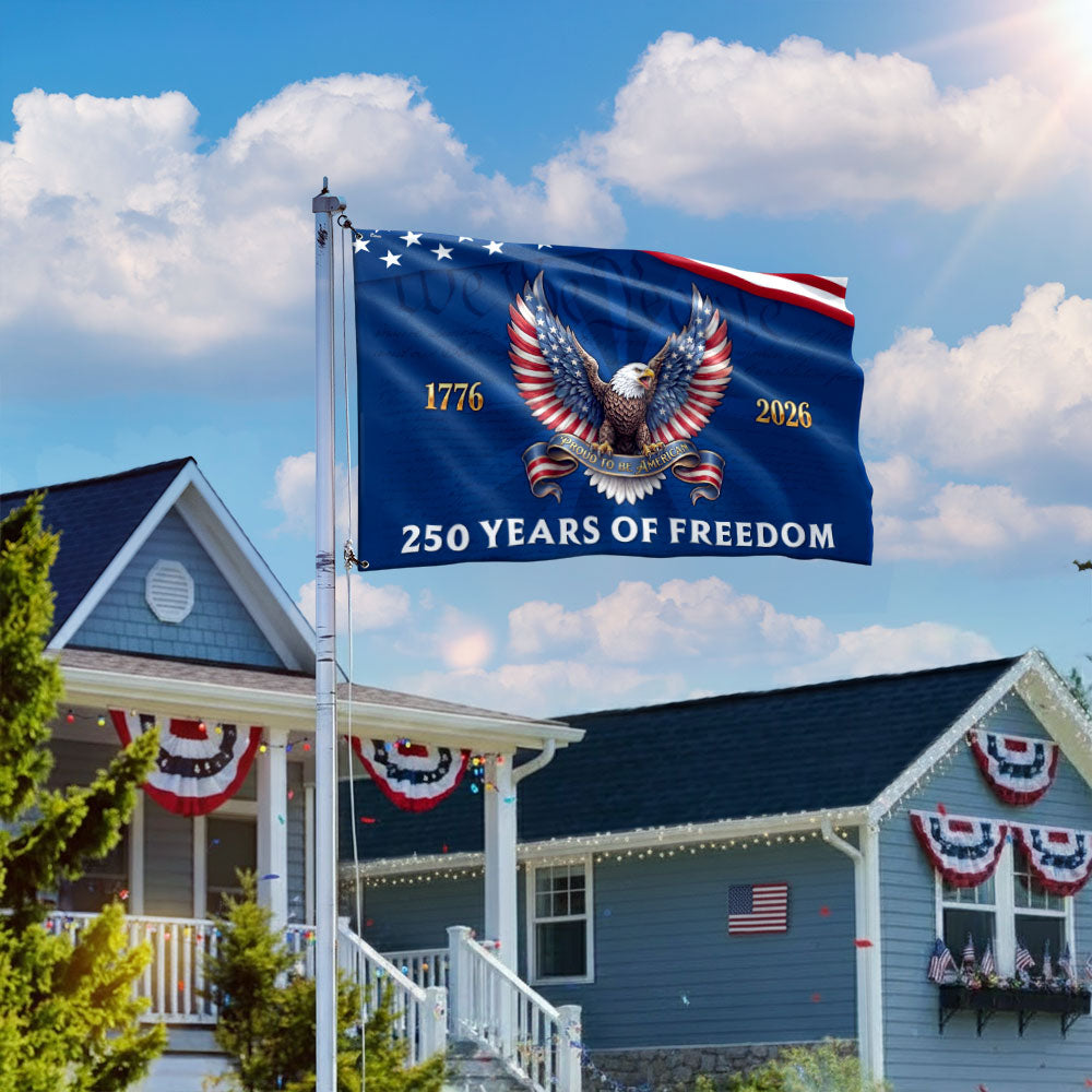 Patriotic Eagle Grommet Flag - 250 Years of Freedom, Canvas, Double-Sided