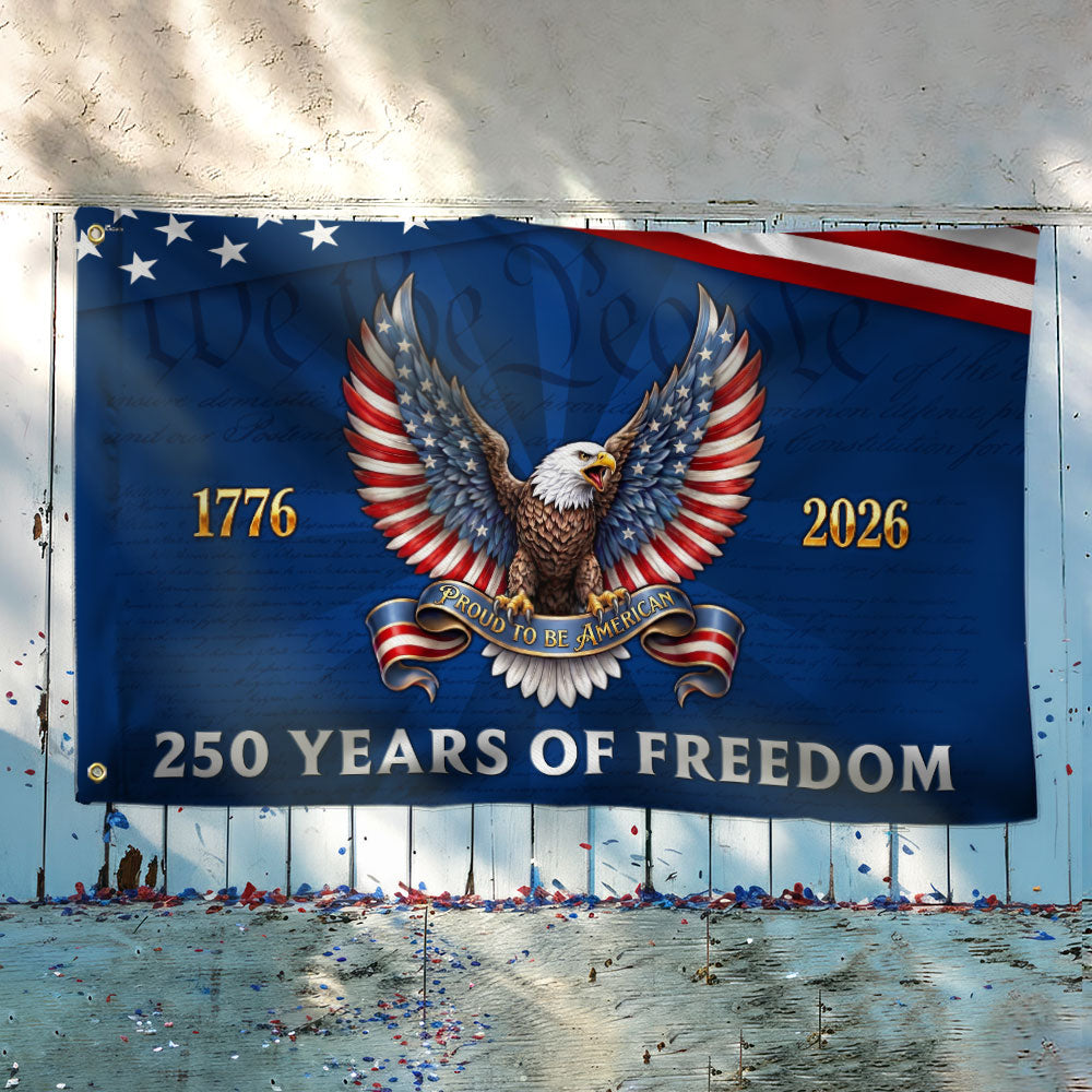 Patriotic Eagle Grommet Flag - 250 Years of Freedom, Canvas, Double-Sided
