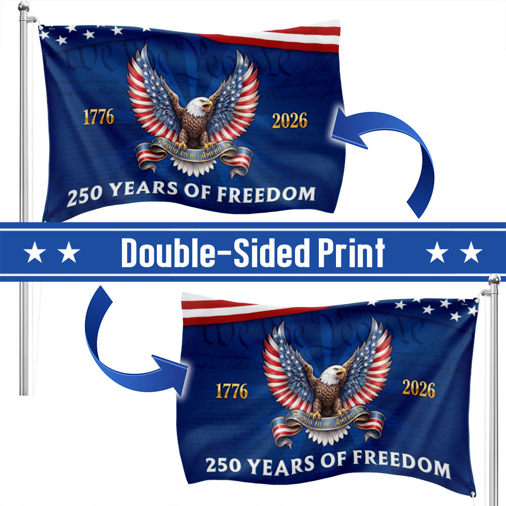 Patriotic Eagle Grommet Flag - 250 Years of Freedom, Canvas, Double-Sided