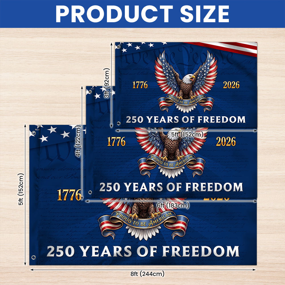 Patriotic Eagle Grommet Flag - 250 Years of Freedom, Canvas, Double-Sided