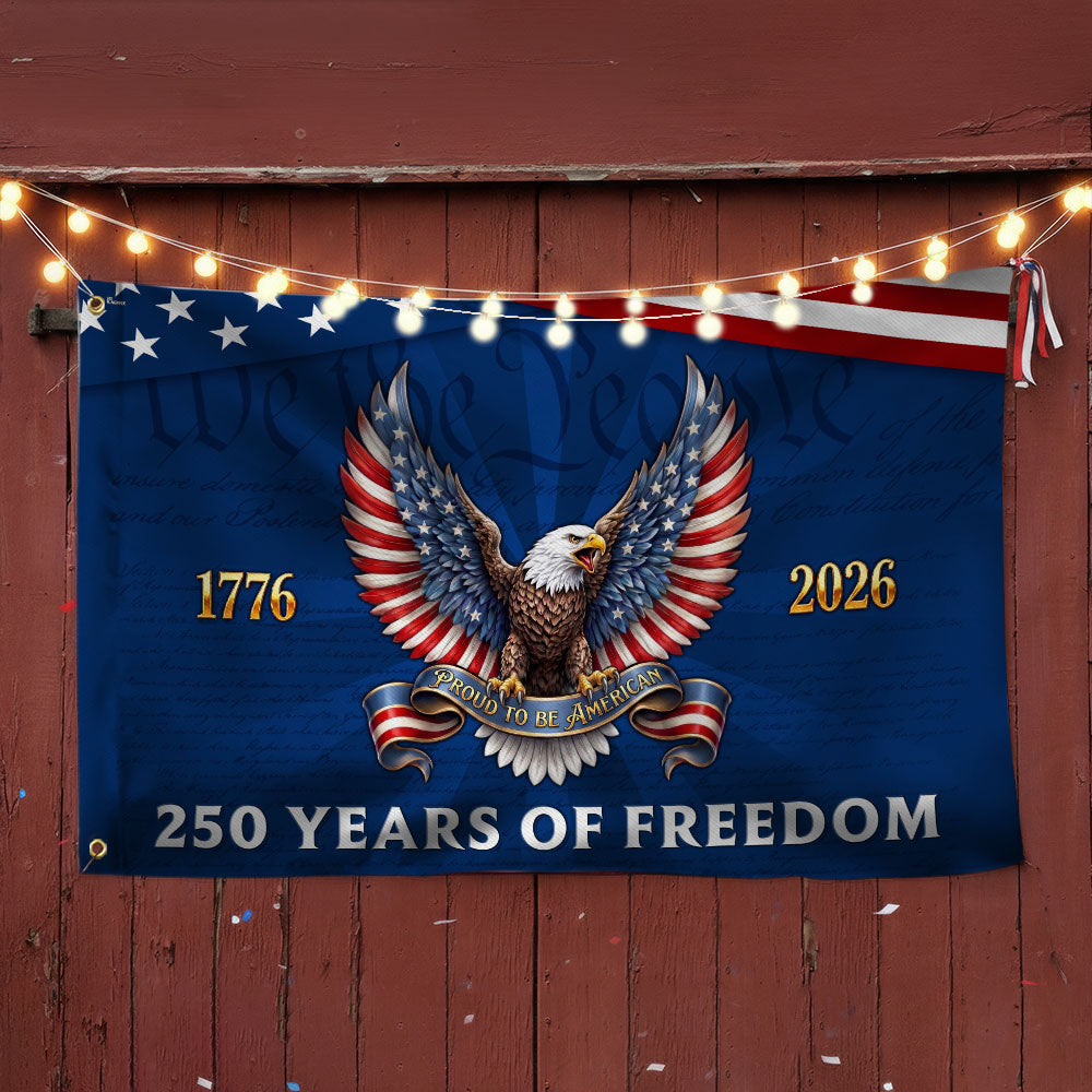 Patriotic Eagle Grommet Flag - 250 Years of Freedom, Canvas, Double-Sided