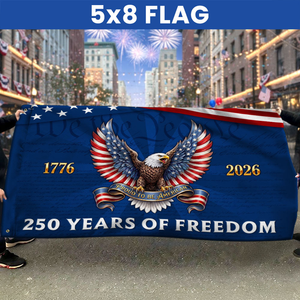Patriotic Eagle Grommet Flag - 250 Years of Freedom, Canvas, Double-Sided