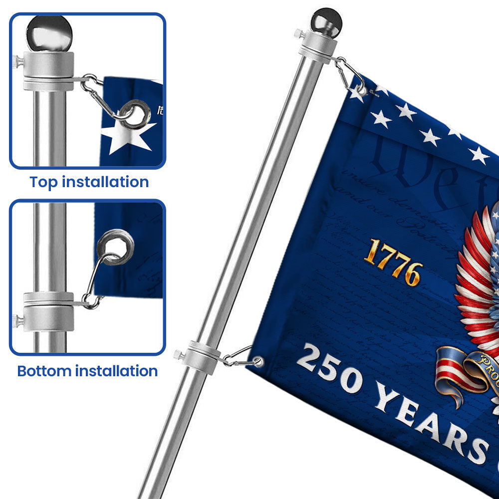 Patriotic Eagle Grommet Flag - 250 Years of Freedom, Canvas, Double-Sided