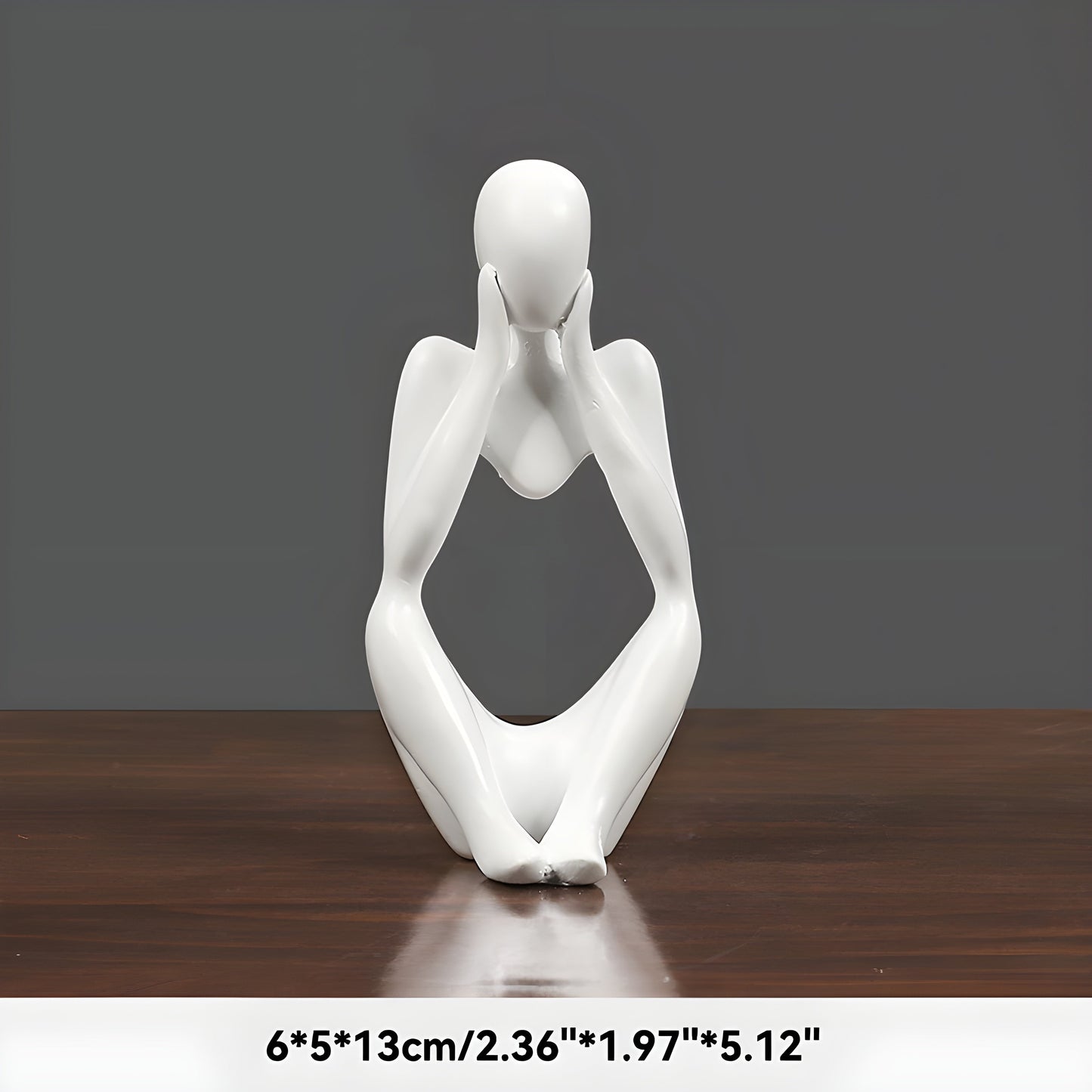 Sand-Hued Abstract Thinker Sculpture in Scandinavian Design