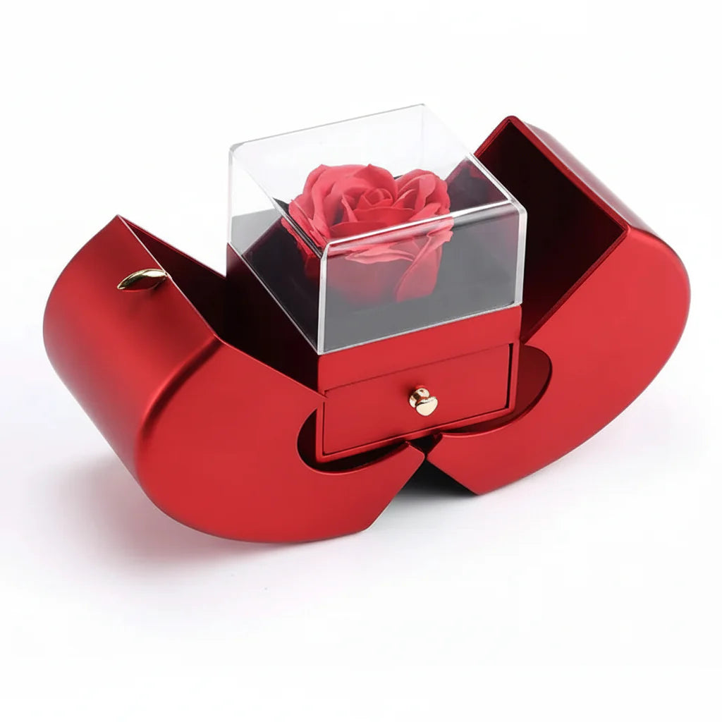 Apple Jewelry Box with Preserved Rose - Timeless Valentine's Gift