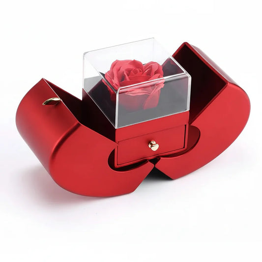 Apple Jewelry Box with Preserved Rose - Timeless Valentine's Gift