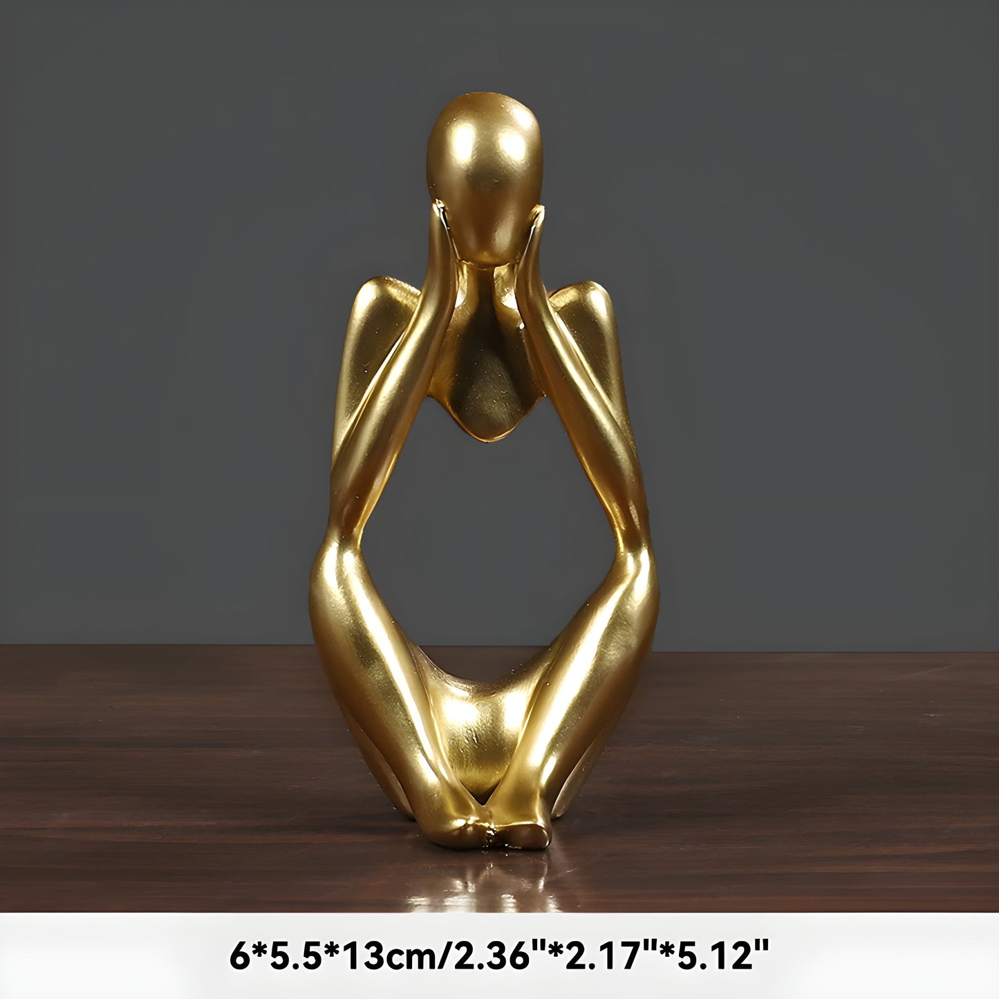 Abstract Yoga Thinker Sculpture in Sand-Hued Scandinavian Design