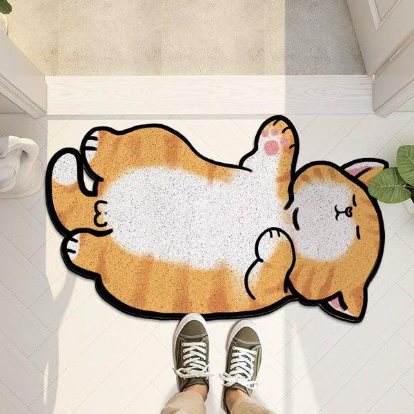 Non-Slip Cat Doormat Rug with Humorous Design