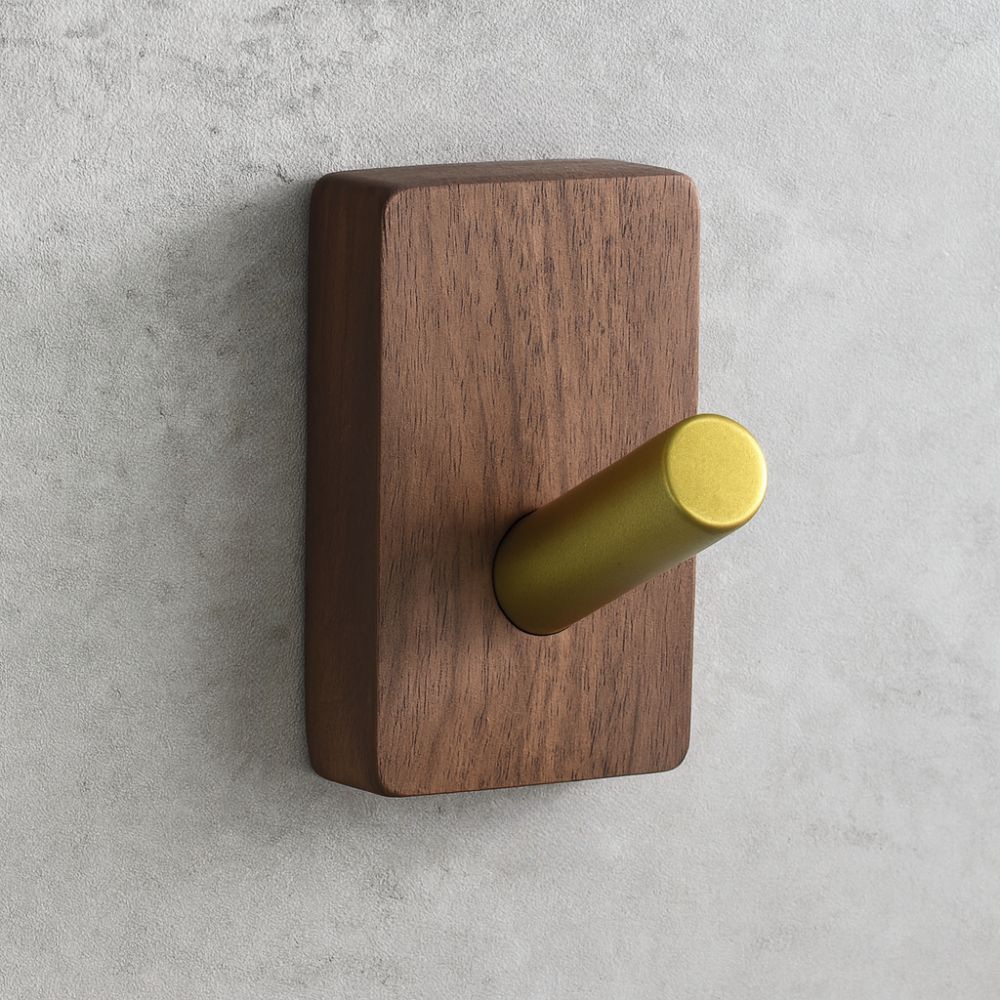 Natural Wood Wall Hook Organizer with Self-Adhesive Backing