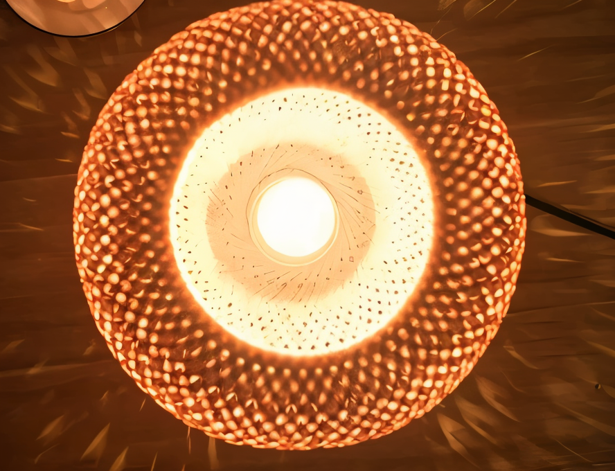 Vintage Bamboo Table Lamp with Woven Rattan Shade