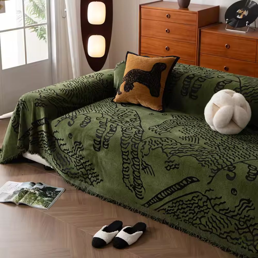 Nature Sketch Microfiber Sofa Cover
