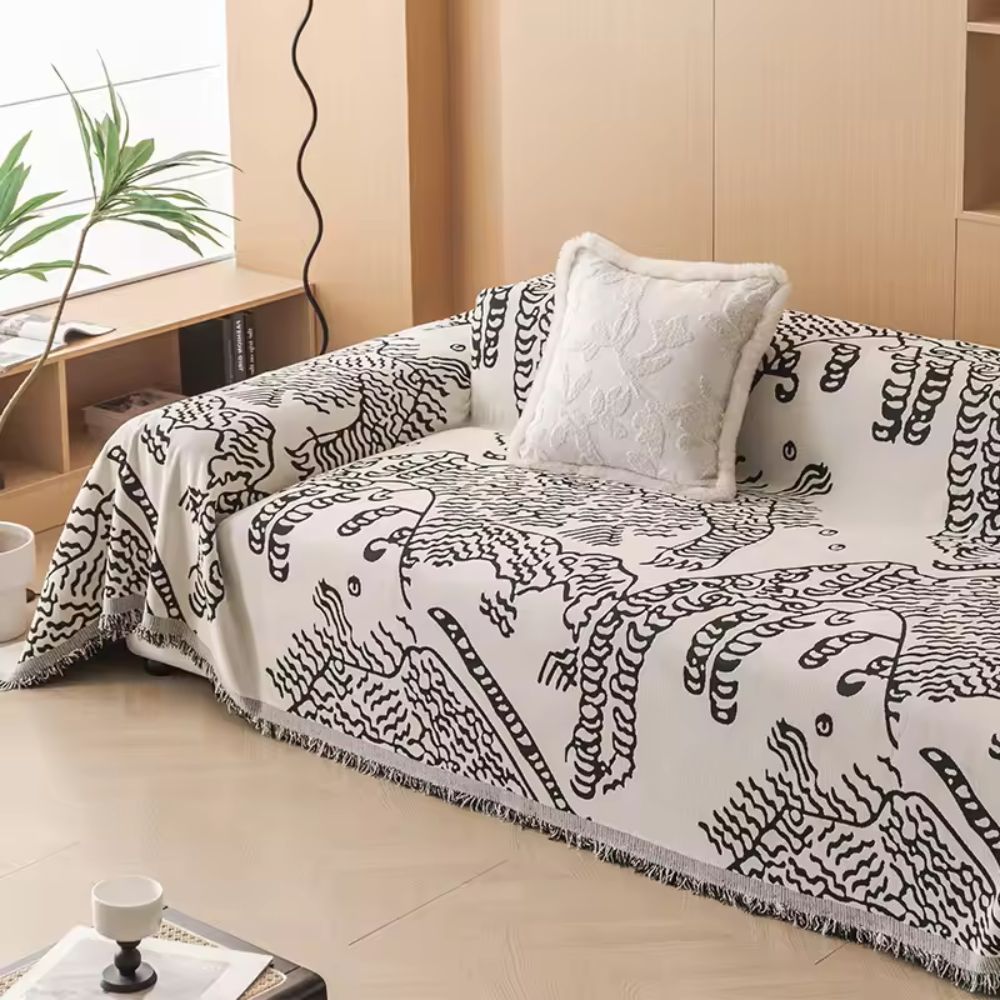 Nature Sketch Microfiber Sofa Cover