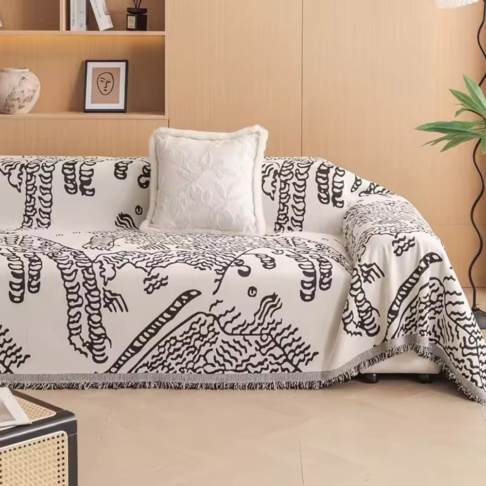 Nature Sketch Microfiber Sofa Cover